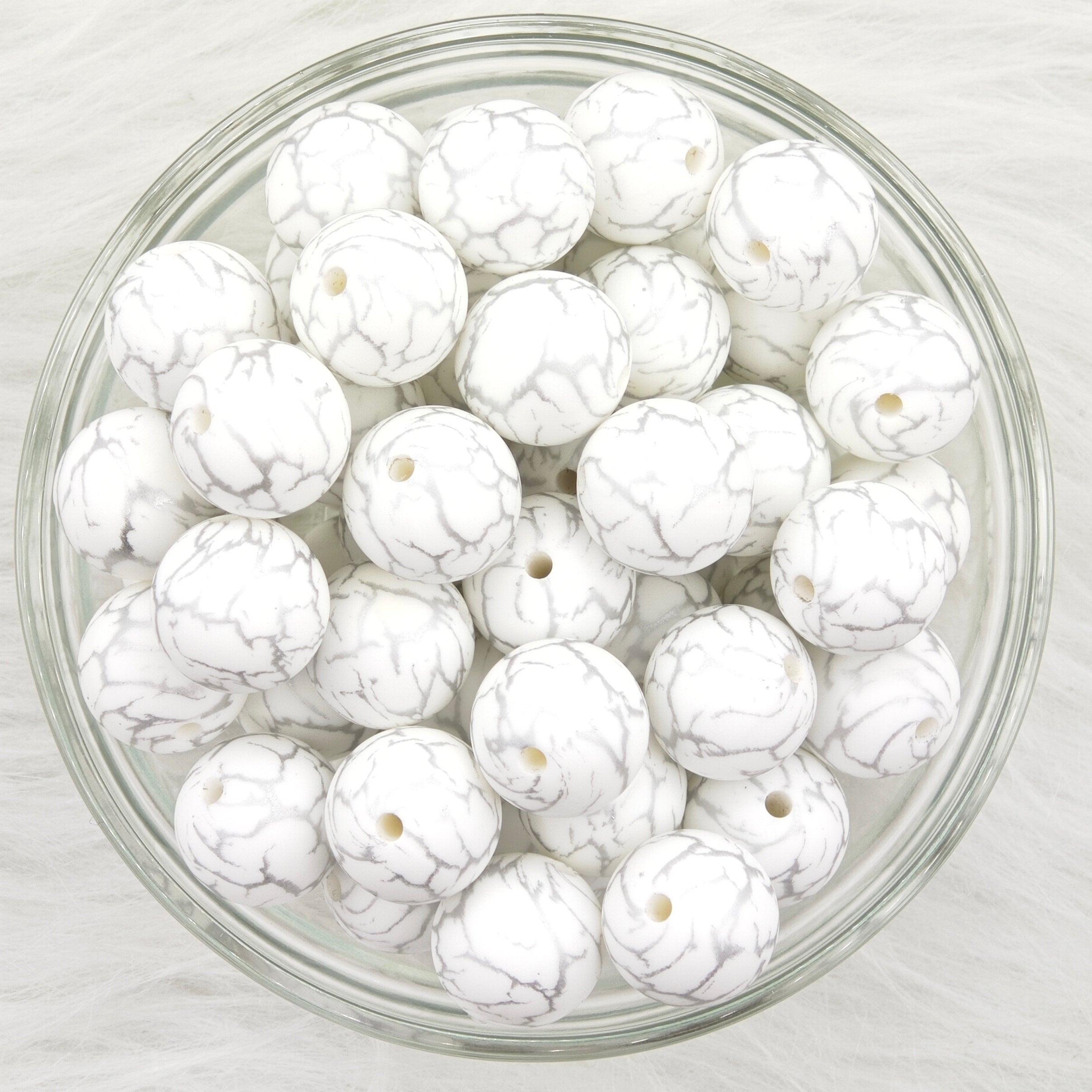 15mm gray strip white background Printed Silicone Beads 15mm