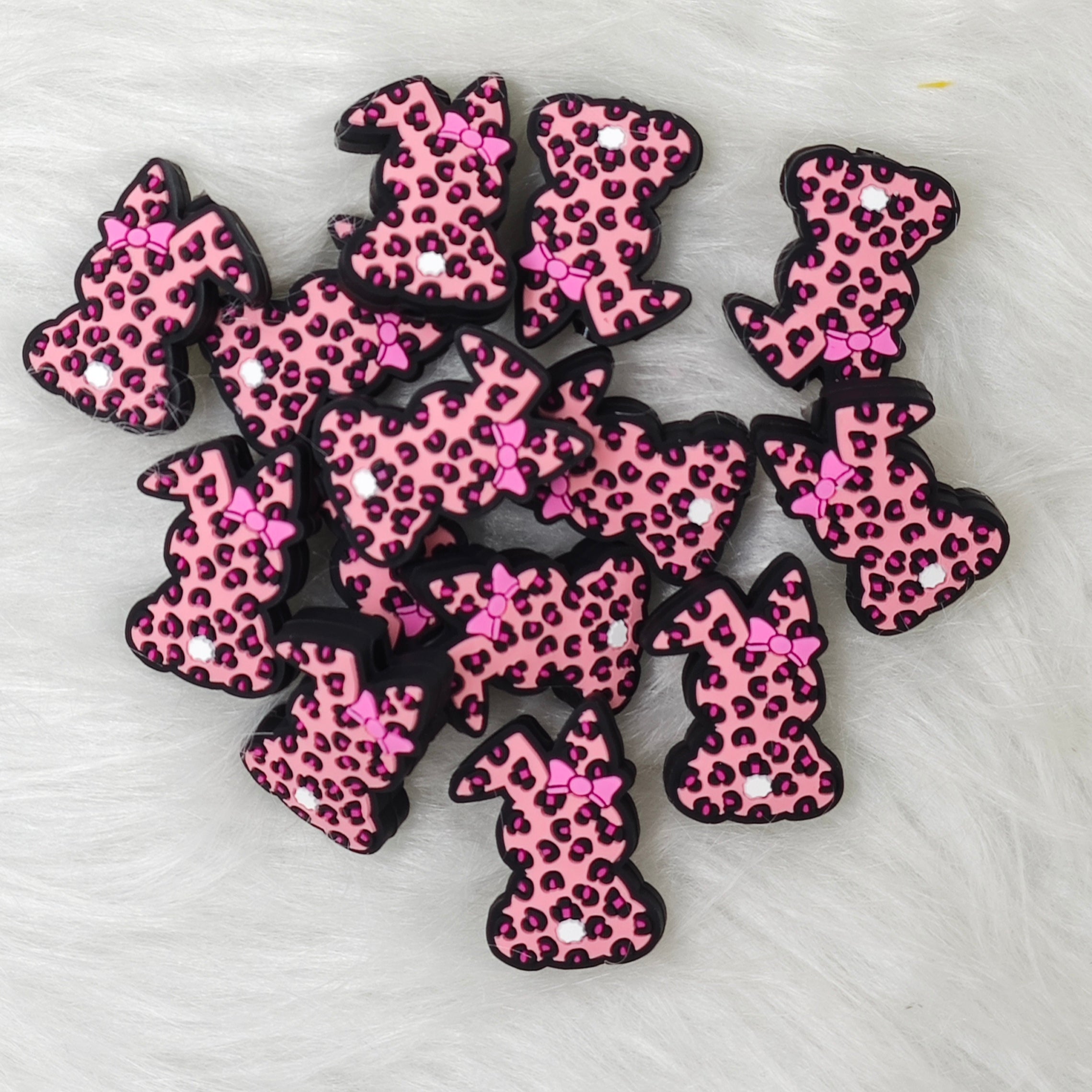 Leopard printed rabbit Silicone Focal Beads Wholesale