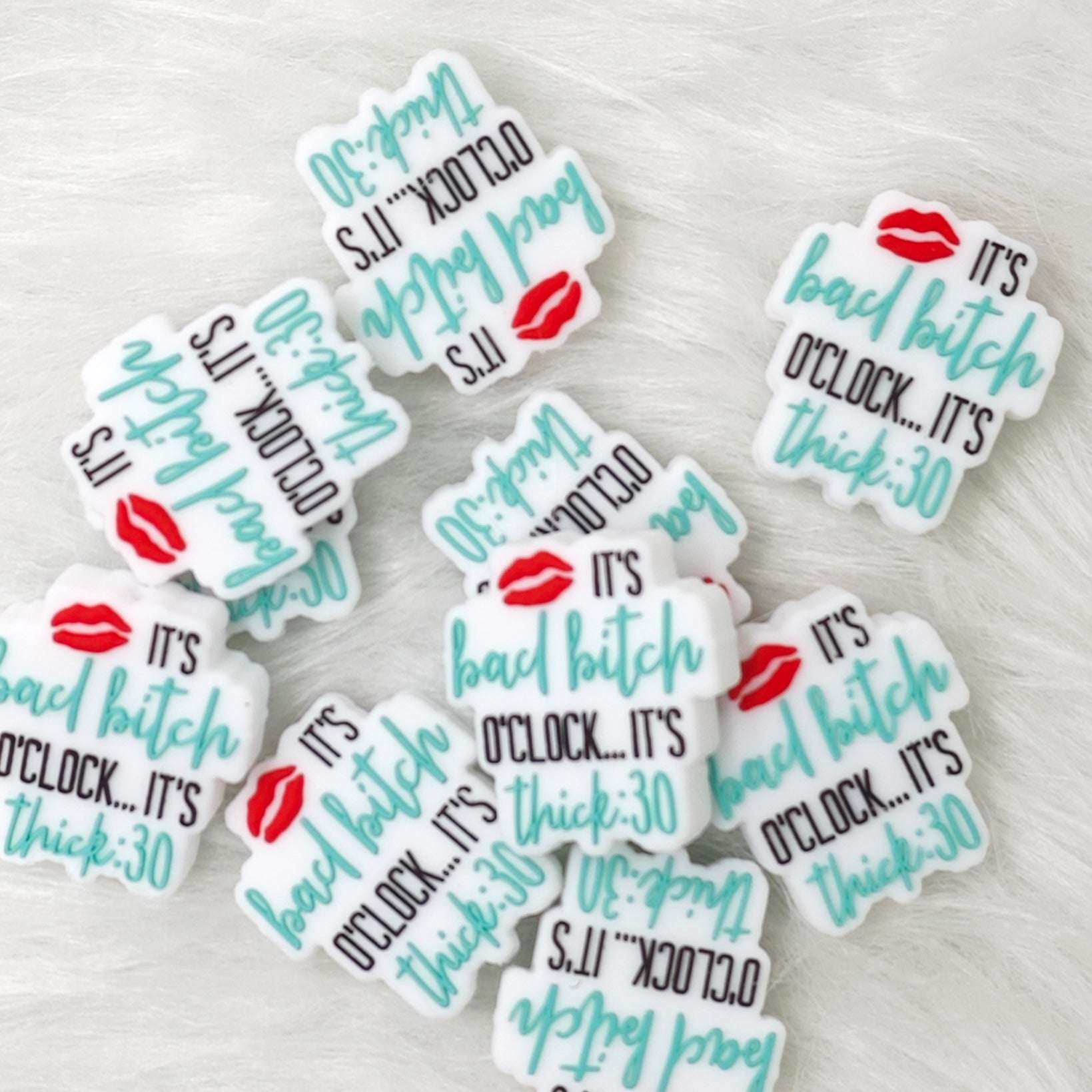 It's bad bitch o'clock Silicone Focal Beads Wholesale, saying focal beads