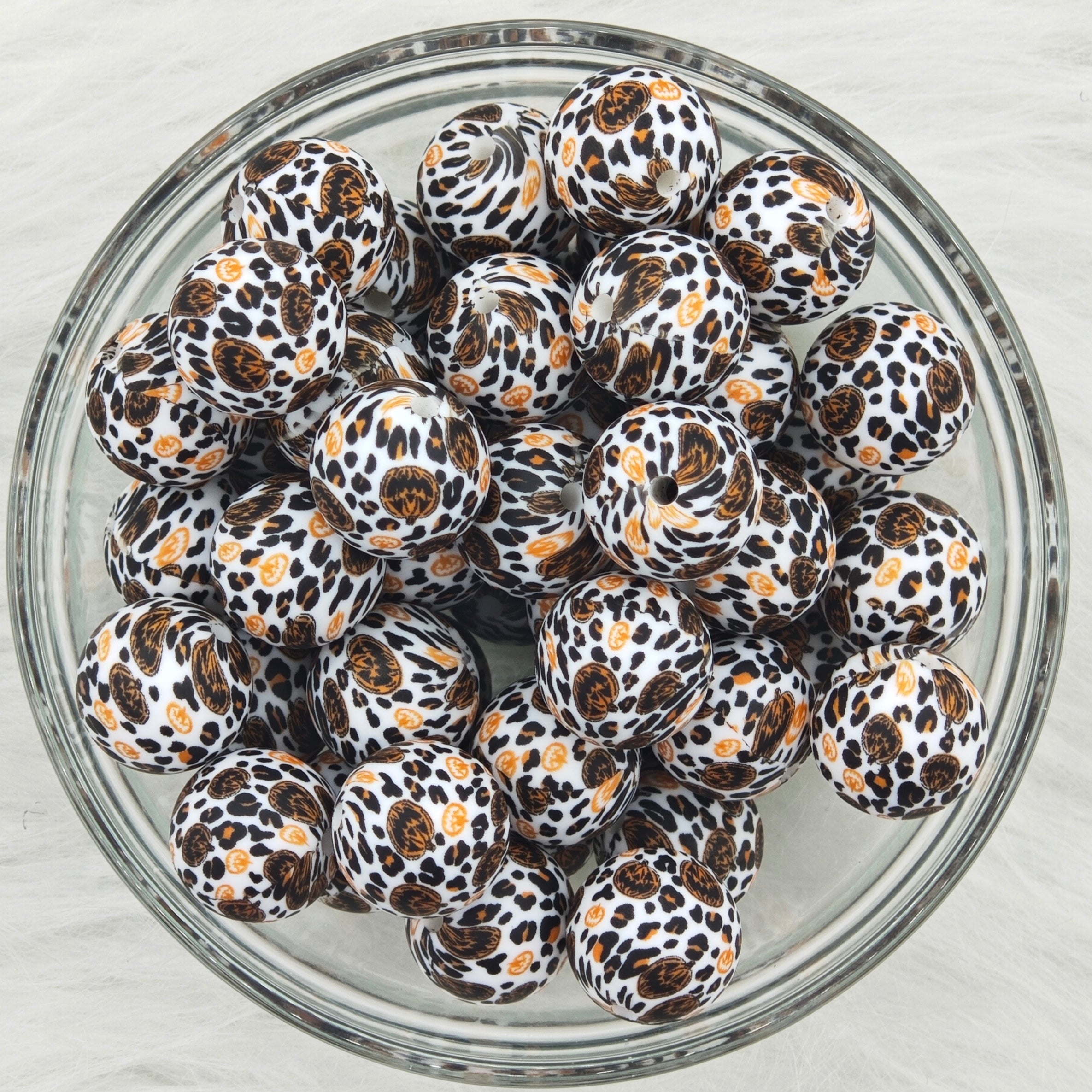 15mm Halloween pumpkin leopard  Printed Silicone Beads 15mm
