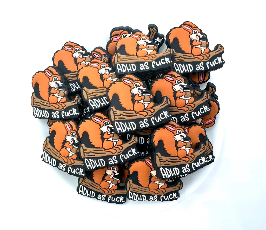 ADHD As F*ck Silicone Focal Beads, Quote Focal Beads