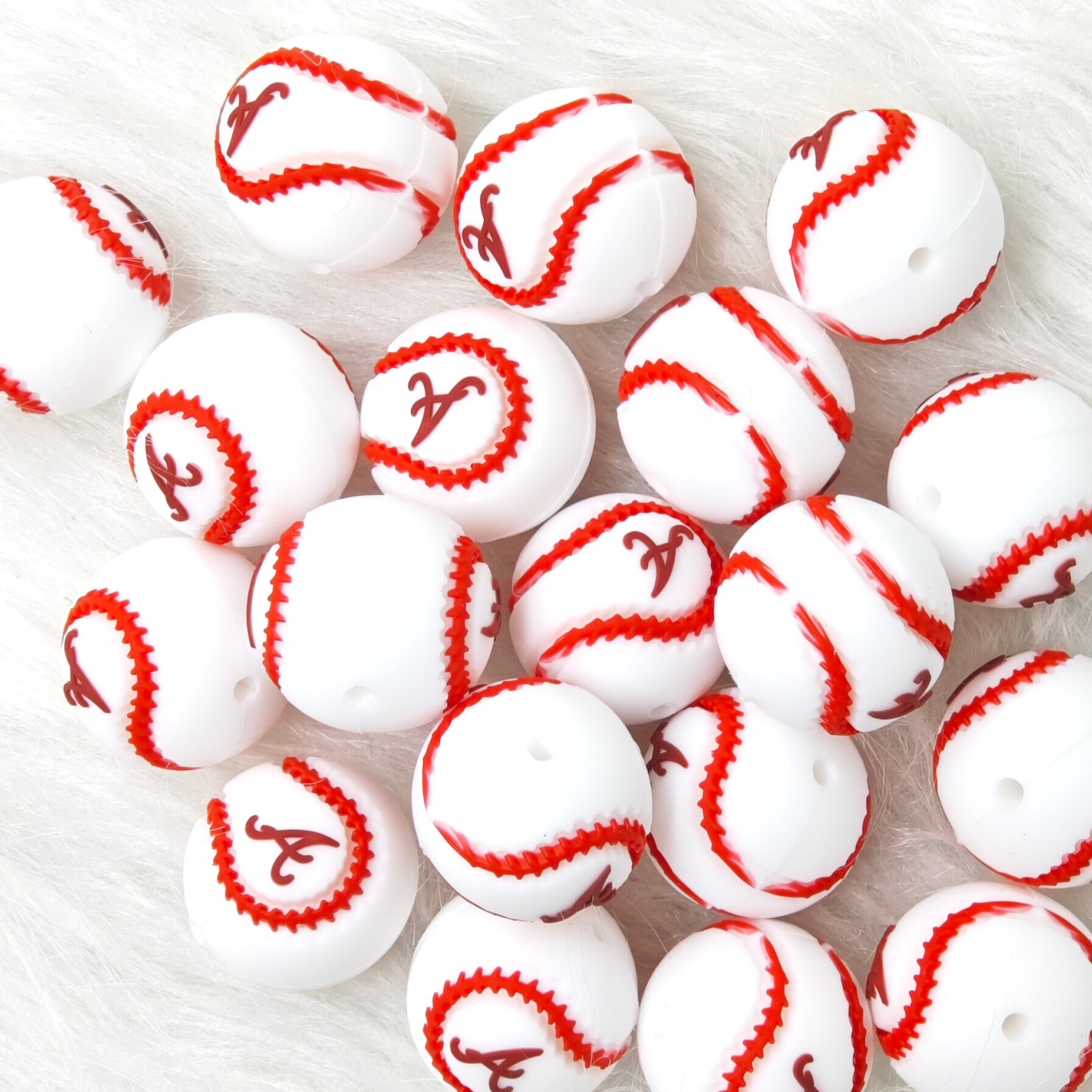 A Angles baseball team round shape focal Silicone Focal Beads Wholesale