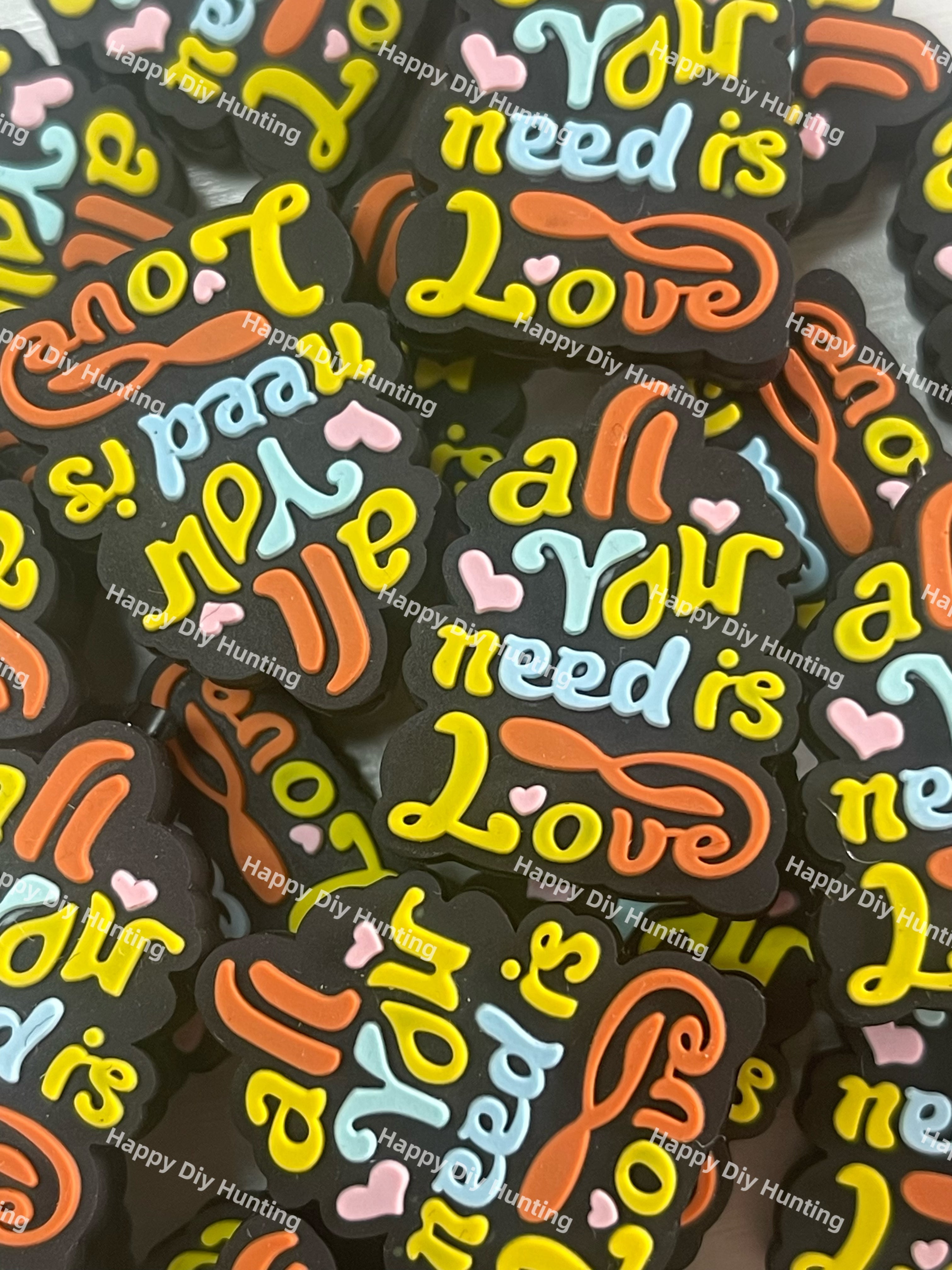 All You Need is Love Word Silicone Focal Beads, Quote Focal Beads