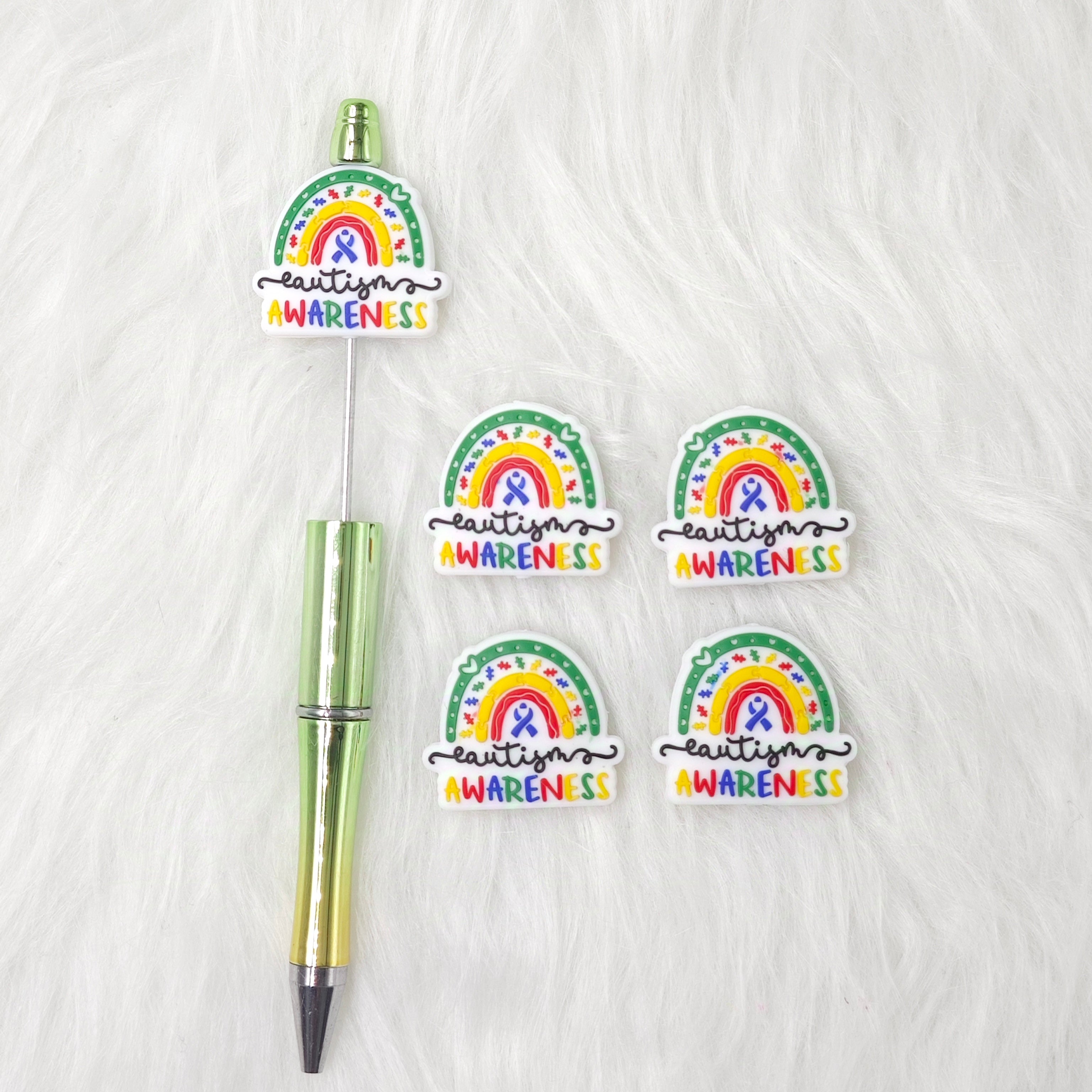 Autism Awareness Silicone Focal Beads Rainbow Focal Beads Funny DIY Accessories