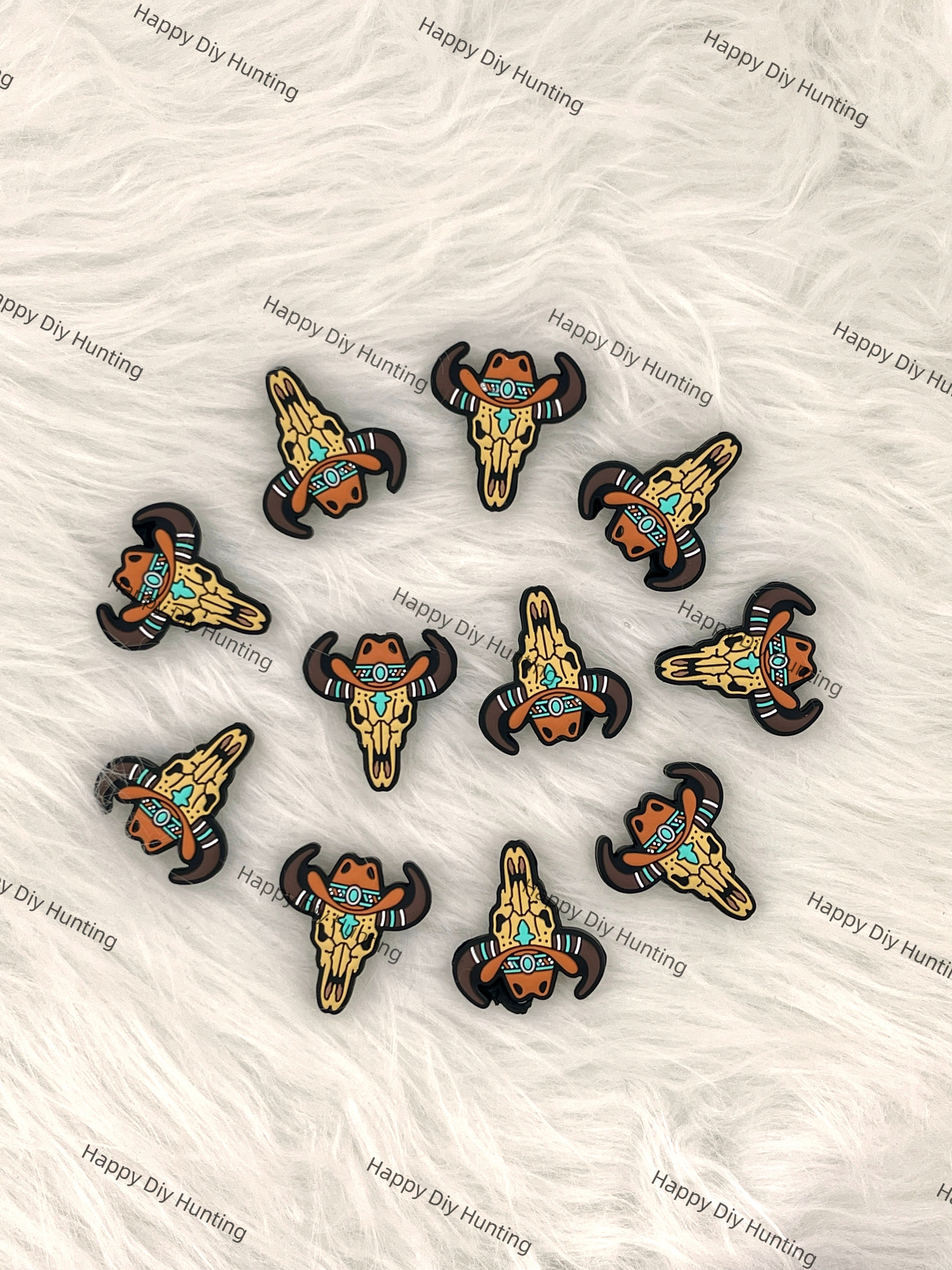 Aztec Cow Cowboy Hat,Animal Silicone Focal Beads