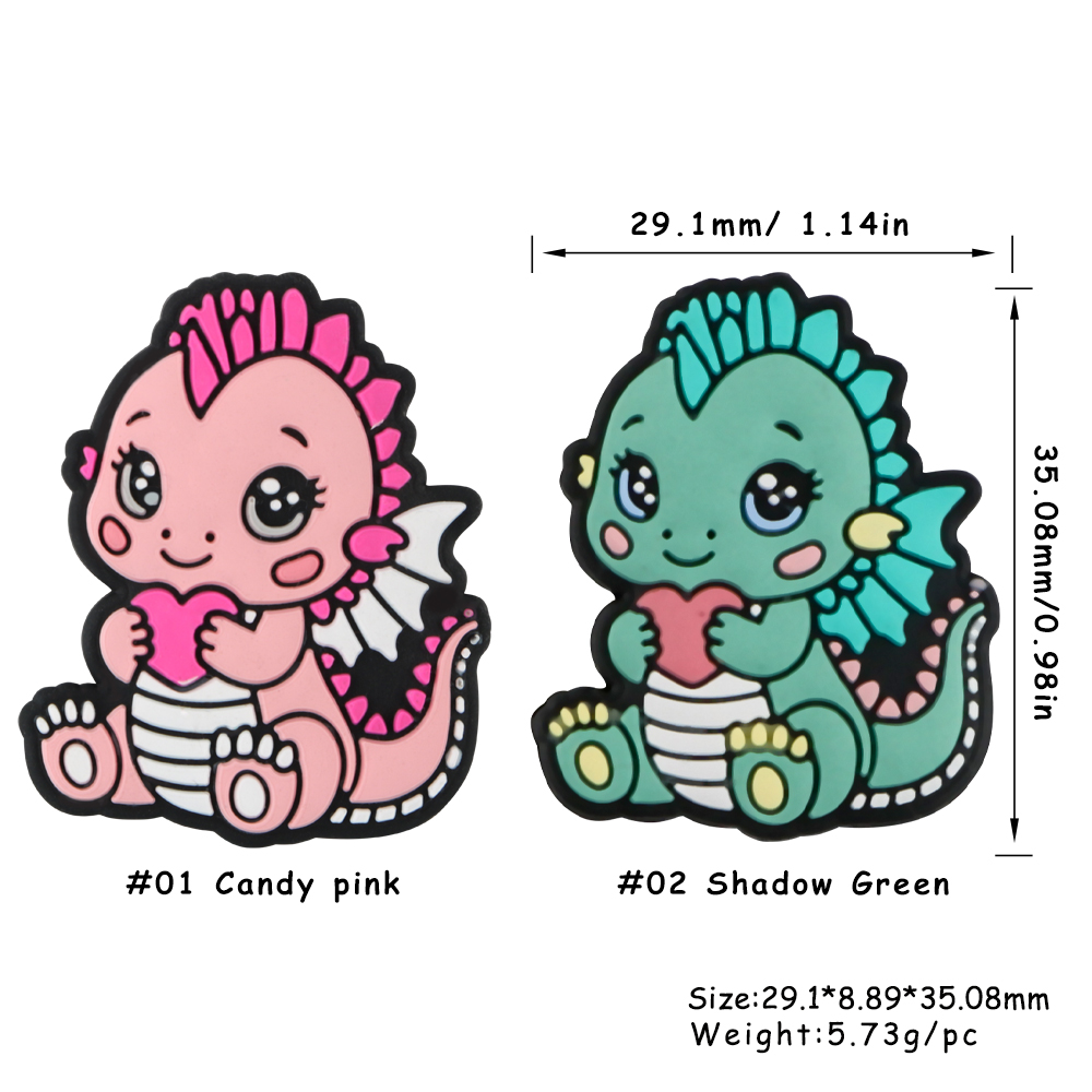 Baby Dragon Holding Heart Silicone Focal Beads , Valentine’s day focal beads