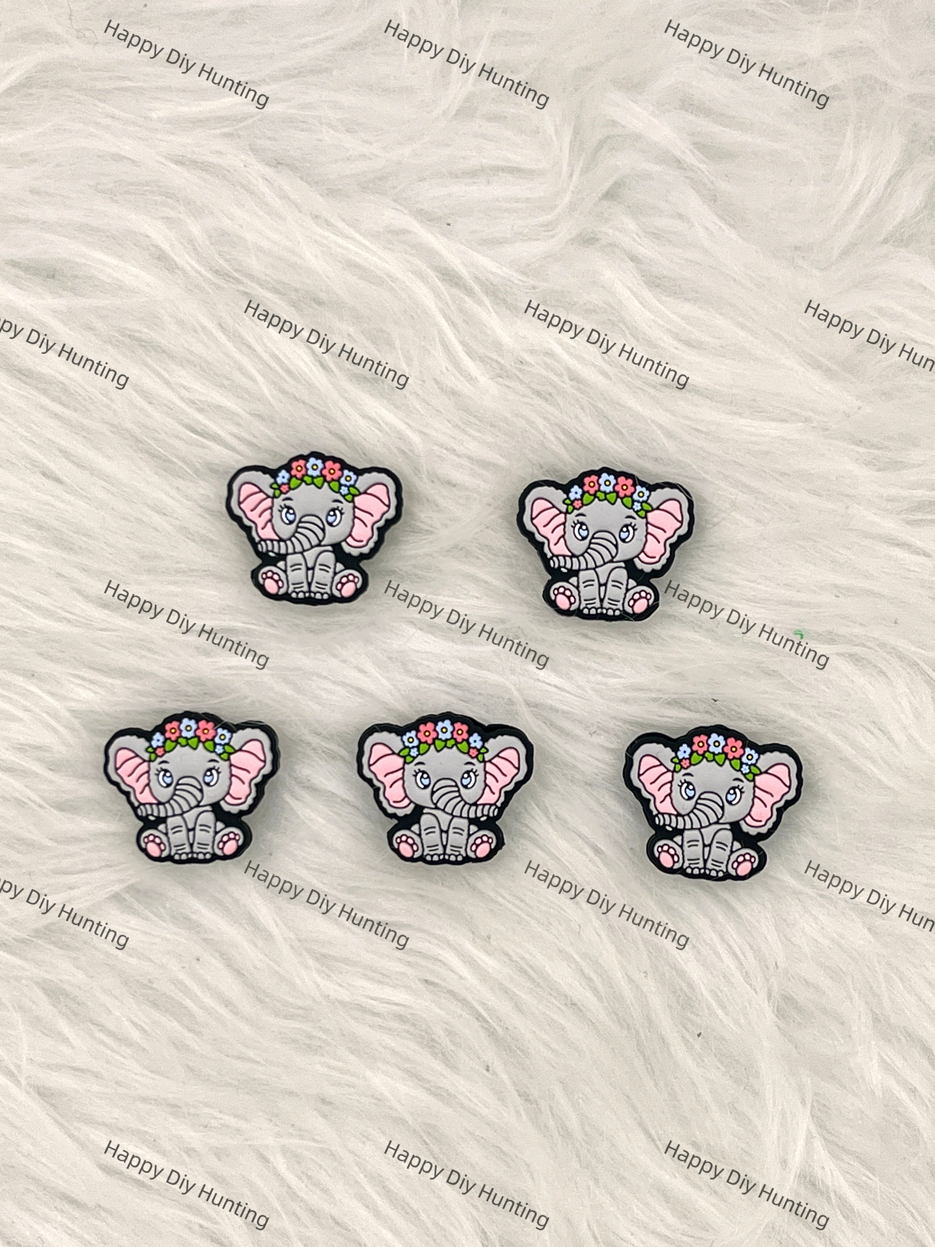 Baby Elephant Wearing A Wreath Silicone Focal Beads wholesale, Silicone focal beads for pens