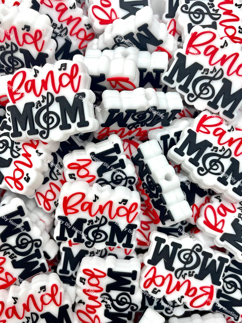 Band Mom Silicone Focal Beads Wholesale, Quote Focal Beads