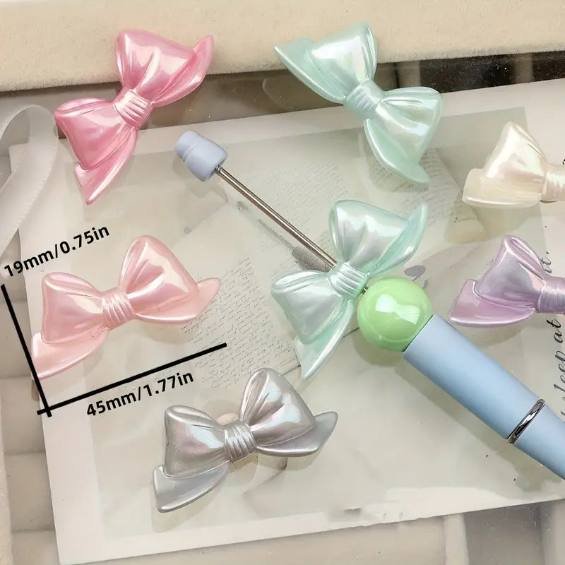 Beadable Gentle Pastel Colors Bow Acrylic Beads