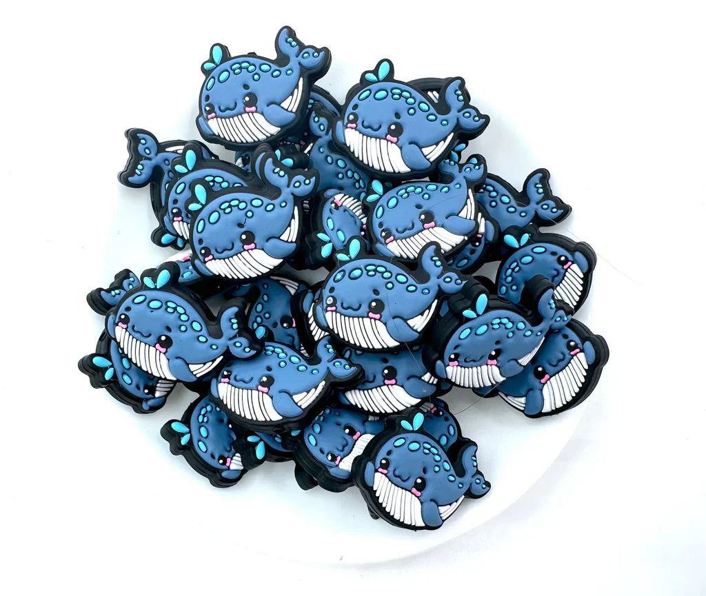 Blue Whale Silicone Focal Beads Wholesale, Animal Shaped Beads