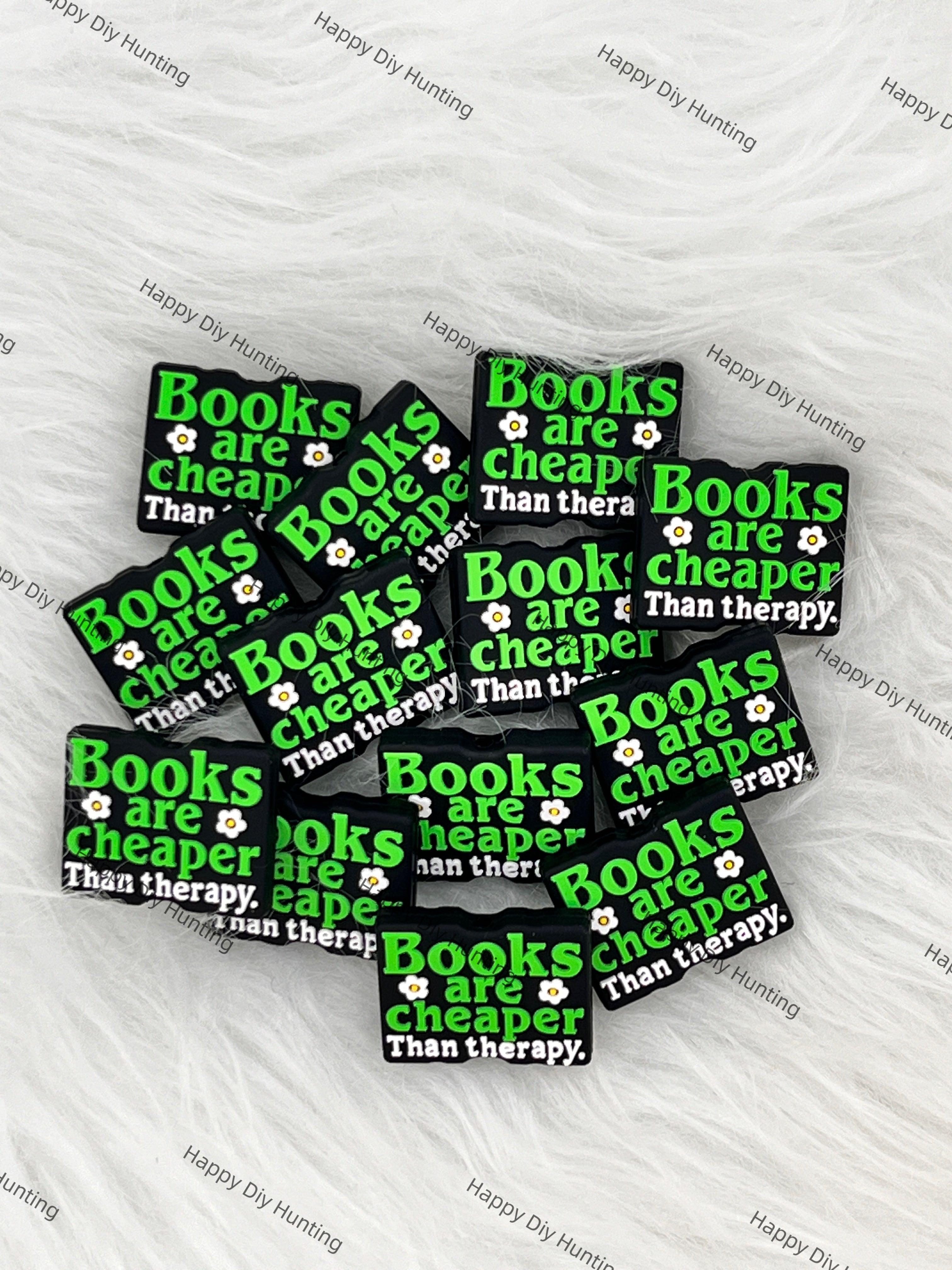 Books are cheaper Than Therapy,Saying Silicone Focal Beads