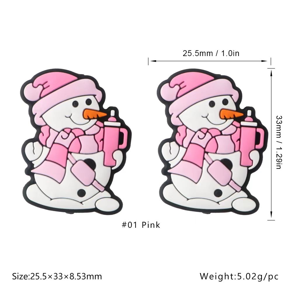 Boujee Pink Snowman Christmas Silicone Focal Beads