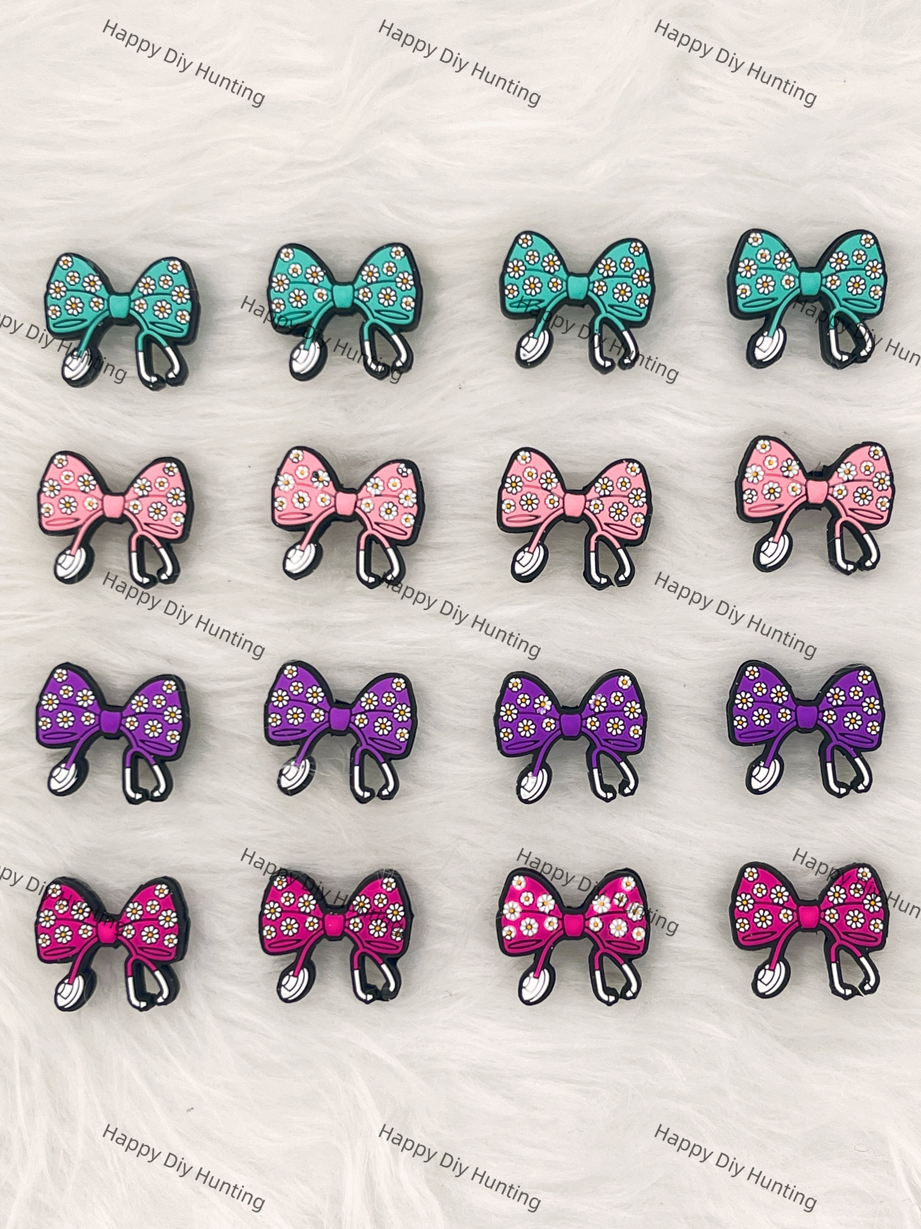 Bowknot With Flowers And Doctor's Receiver Silicone Focal Beads Wholesale, silicone focal beads for pens