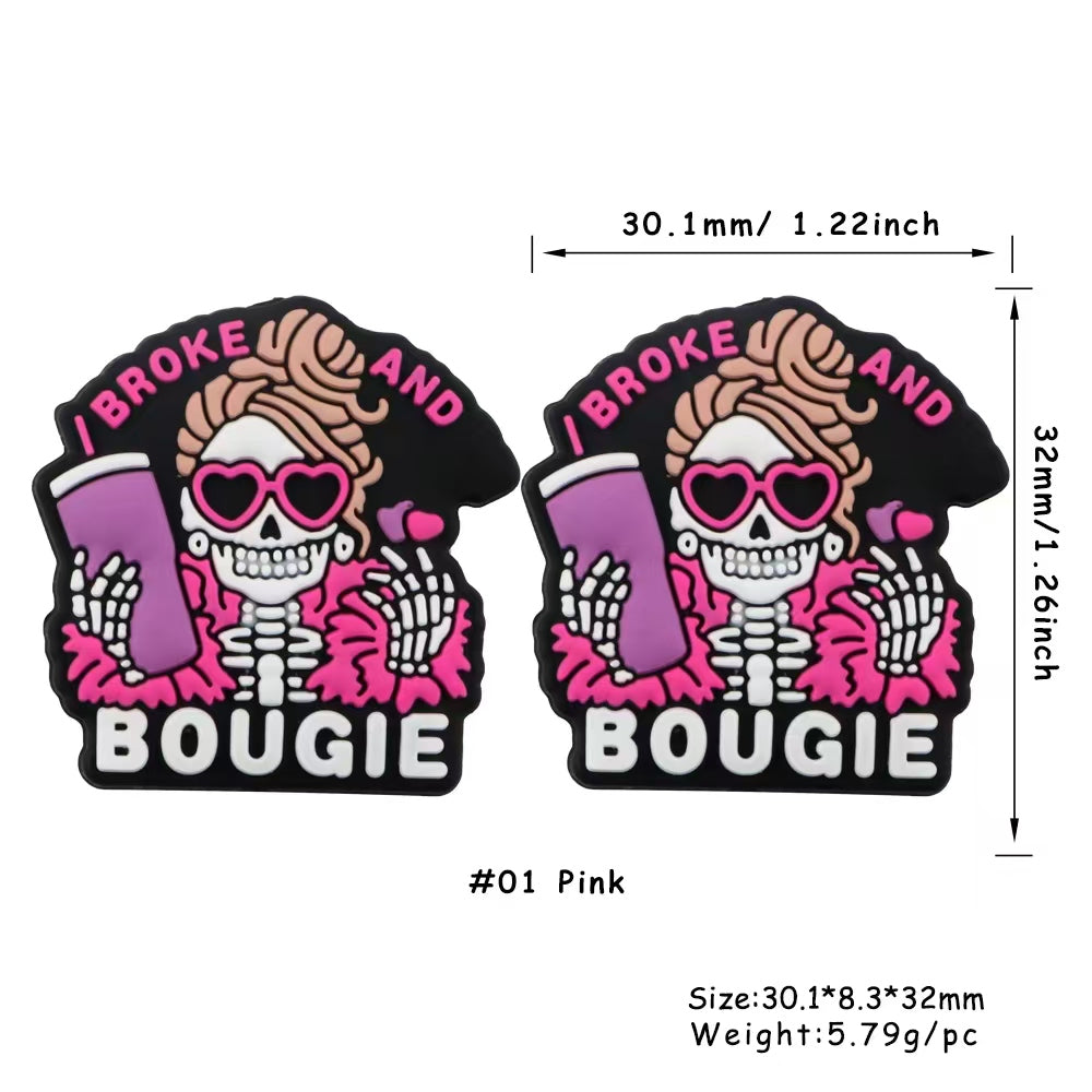 Broke and Bougie Silicone Focal Beads, Quote Focal Beads