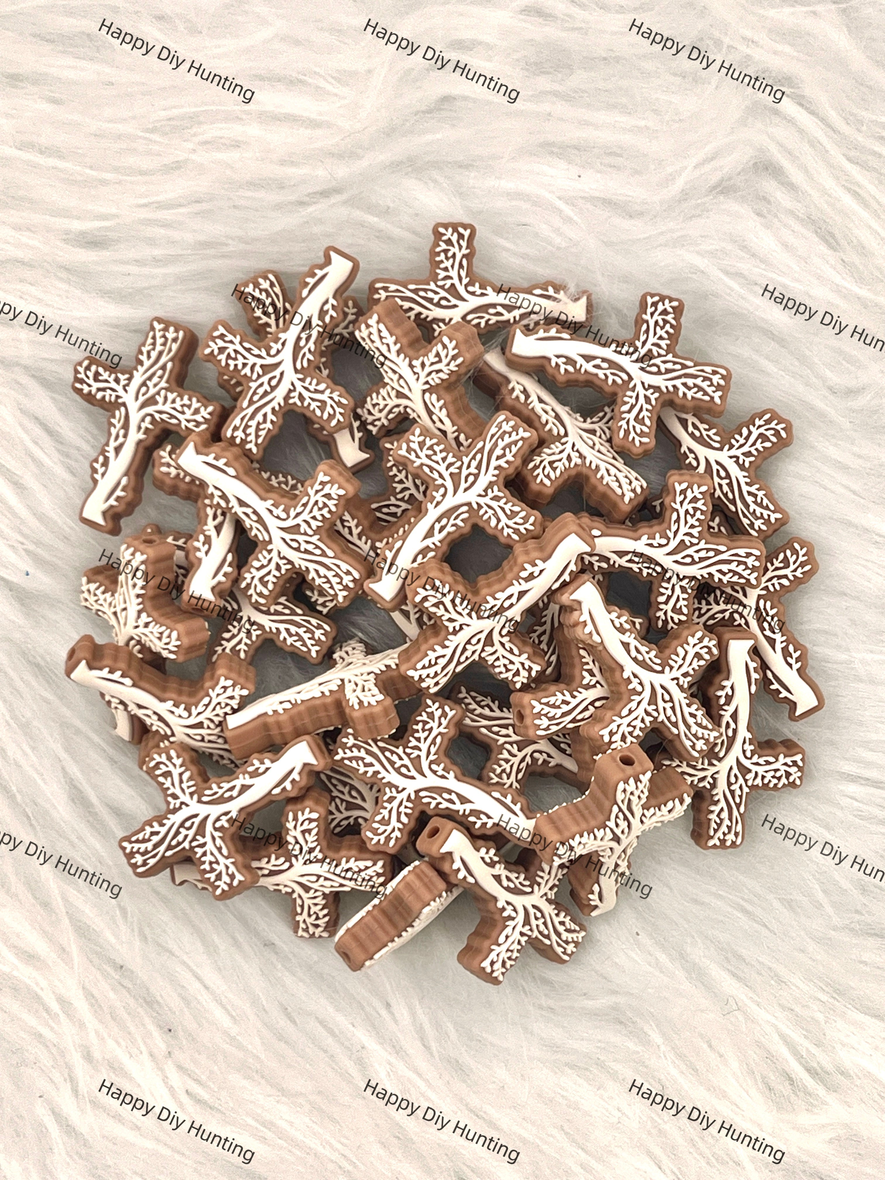Brown Cross Silicone Focal Beads Wholesale, silicone focal beads for pens