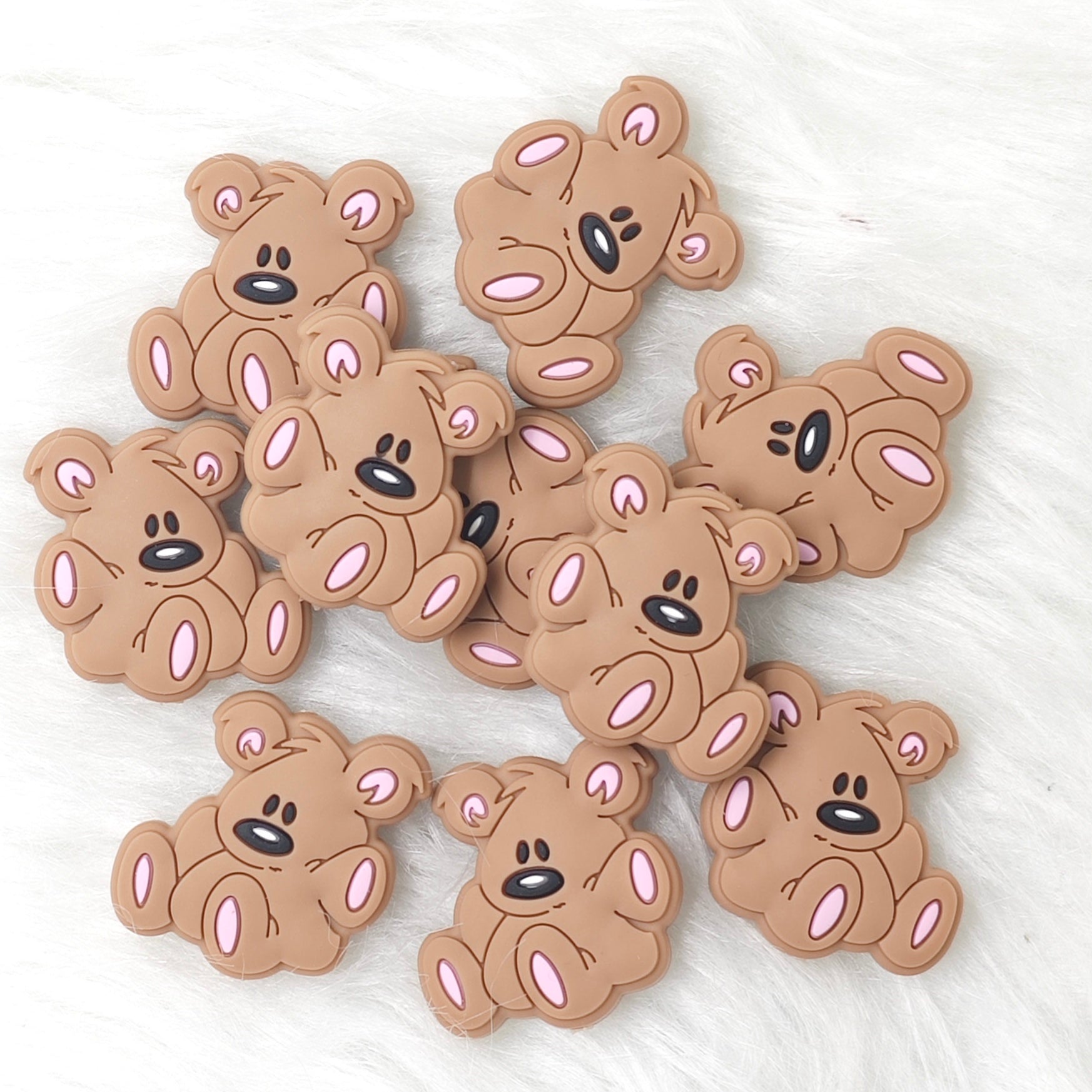 Brown Teddy Bear Silicone Focal Beads, character focal beads