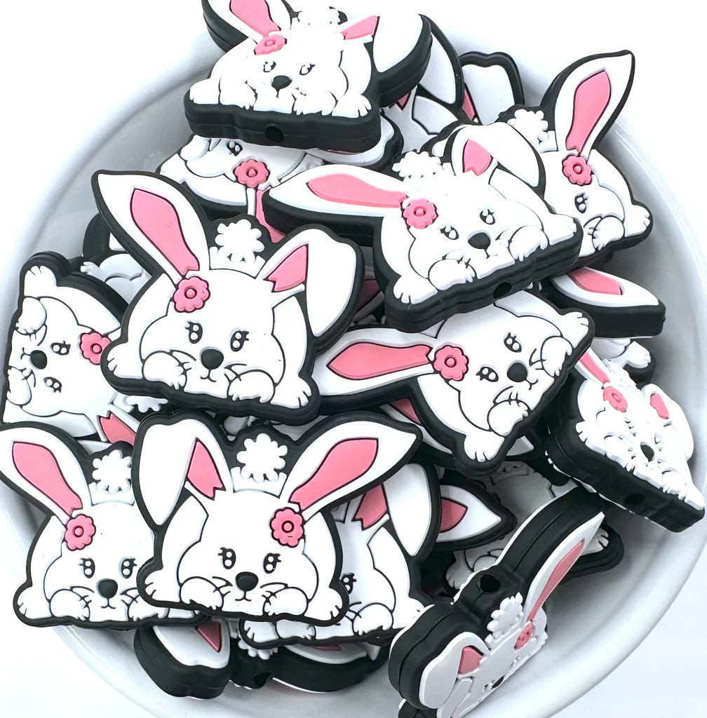 Bunny with Carrot Silicone Focal Beads for Easter Day