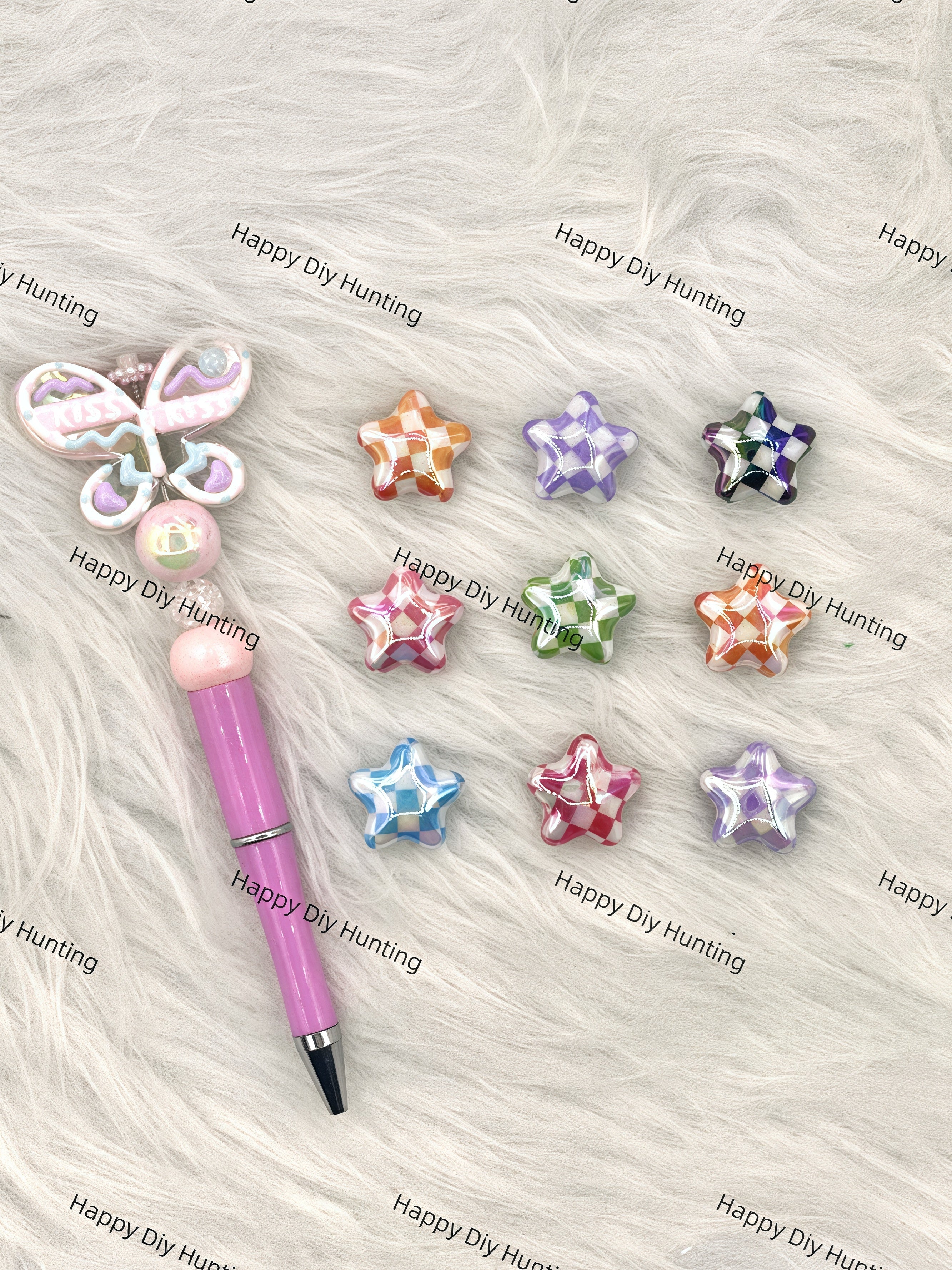 Checkered Star Acrylic Beads Wholesale