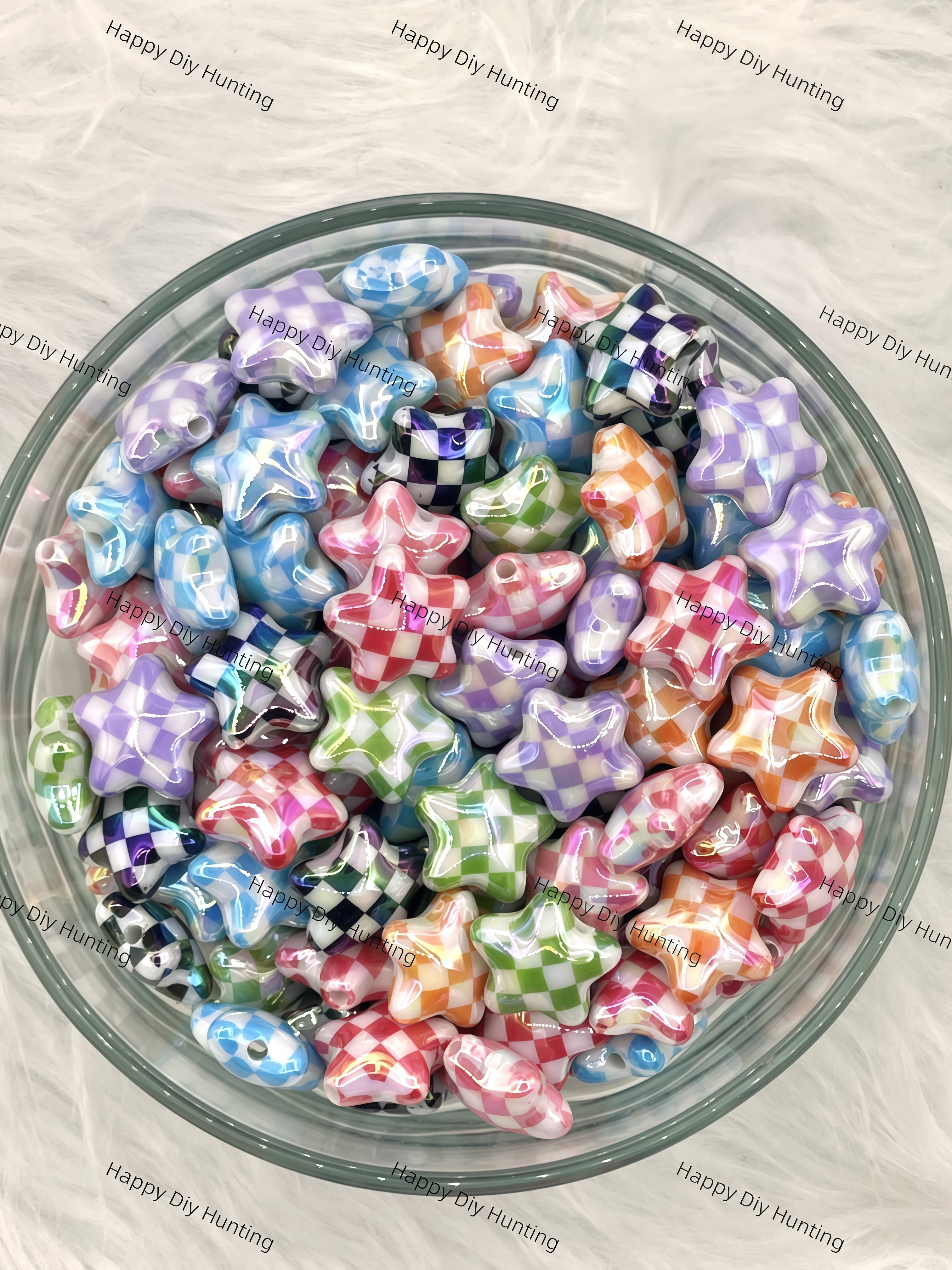 Checkered Star Acrylic Beads Wholesale