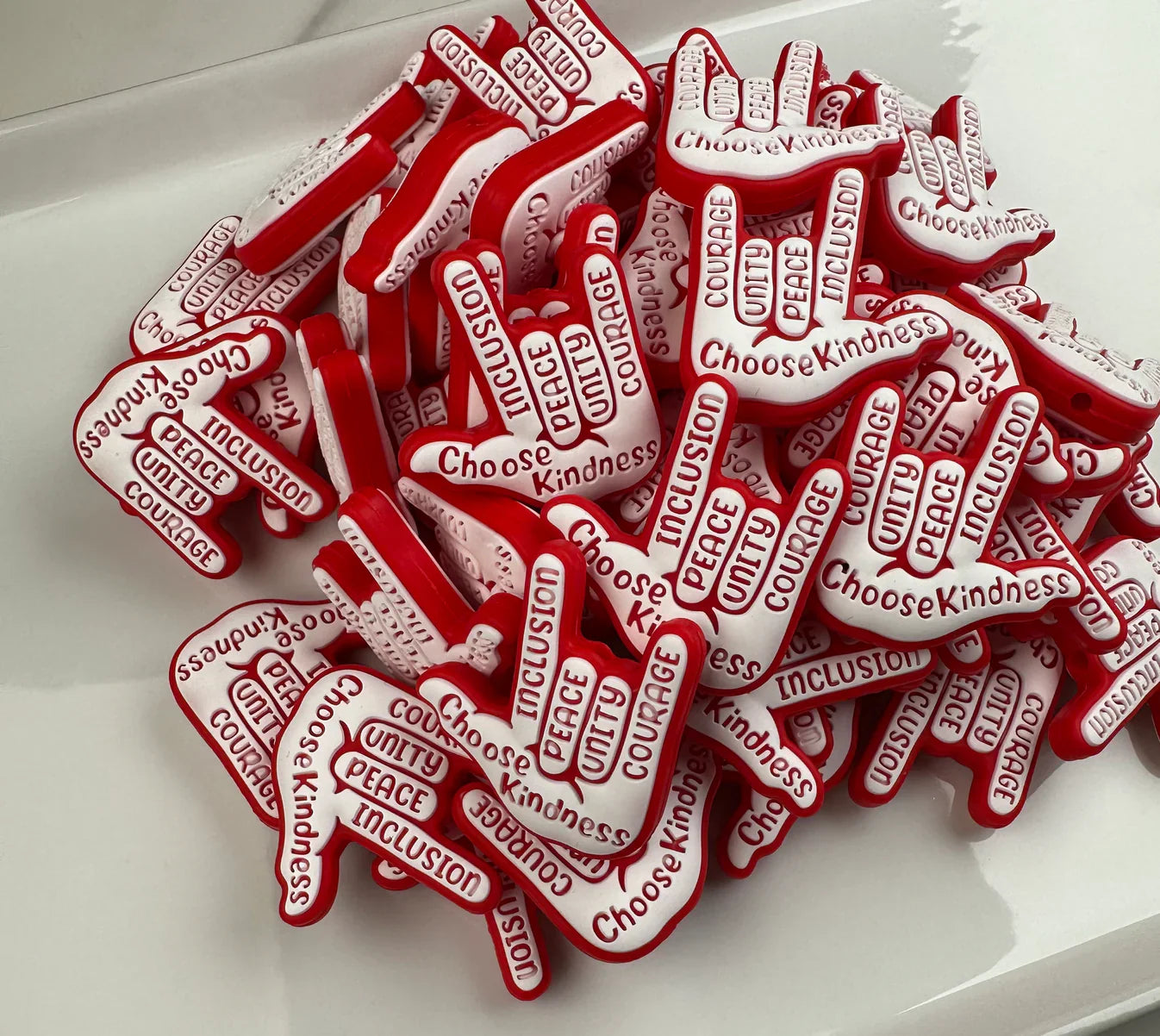 Choose Kindness Silicone Focal Beads Wholesale, ASL Hand Sign Silicone Focal Beads, Quote Focal Beads