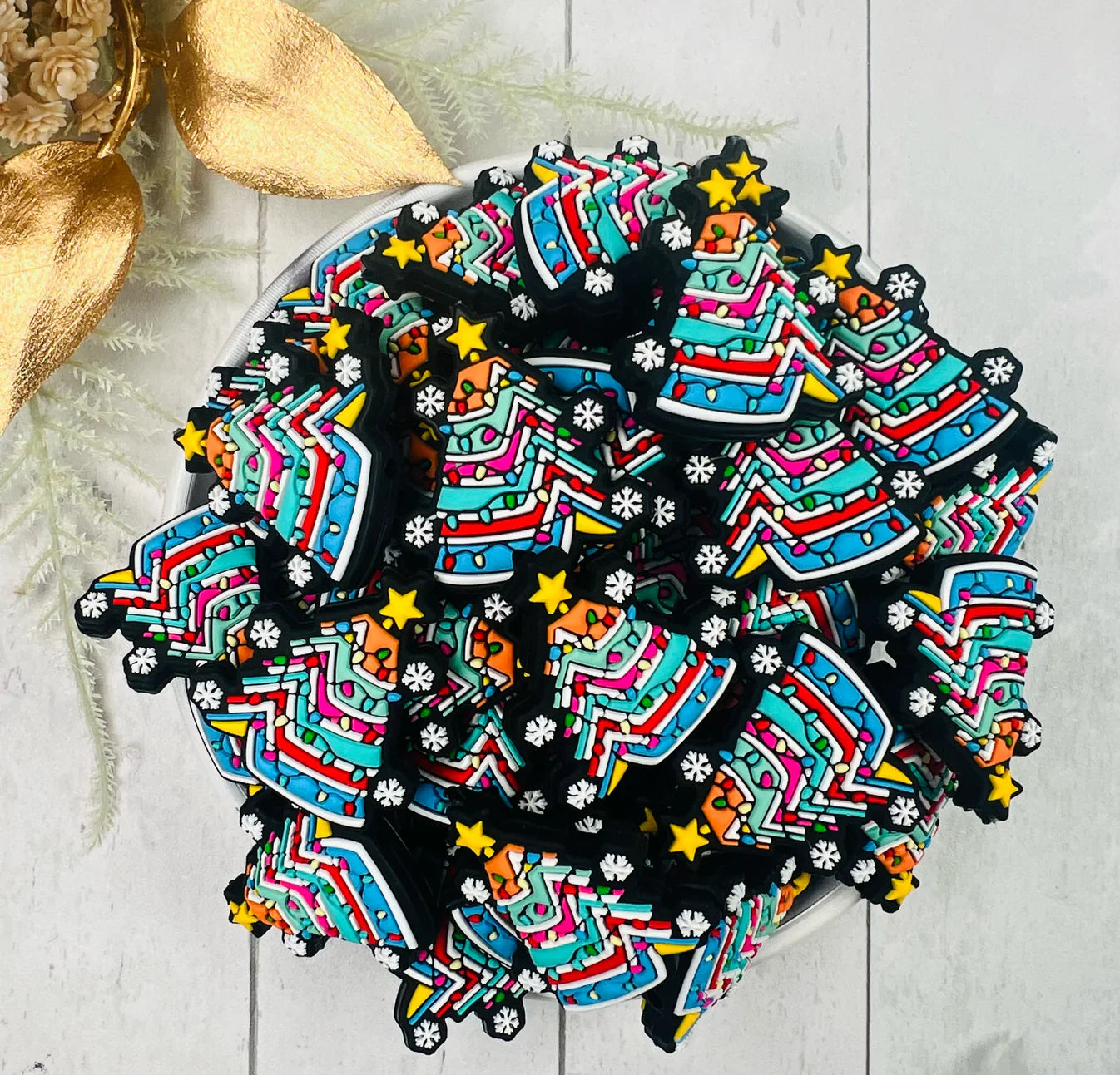 Christmas Book Tree Silicone Focal Beads