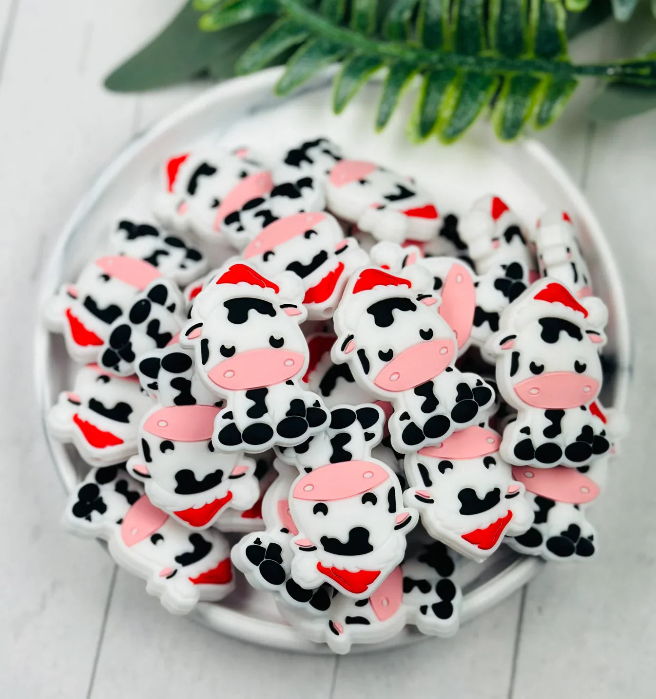 Christmas Cow Silicone Focal Beads, Animal Focal Beads