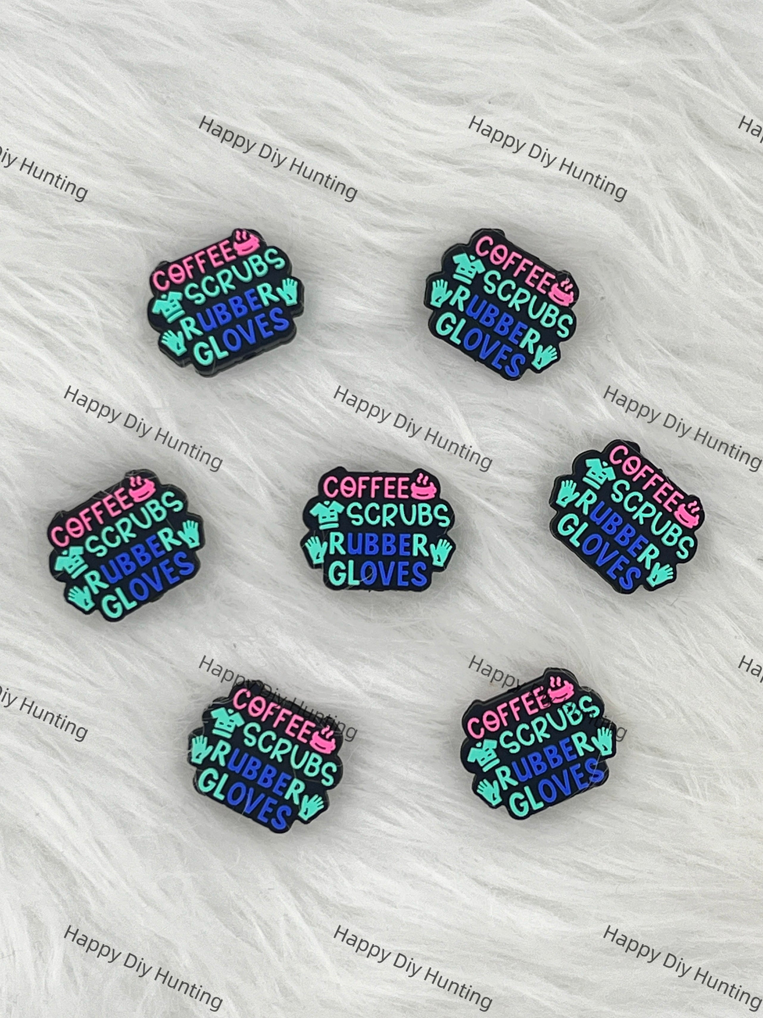 Coffee Scrubs Rubber Gloves Silicone Focal Beads wholesale, Nurse focal beads