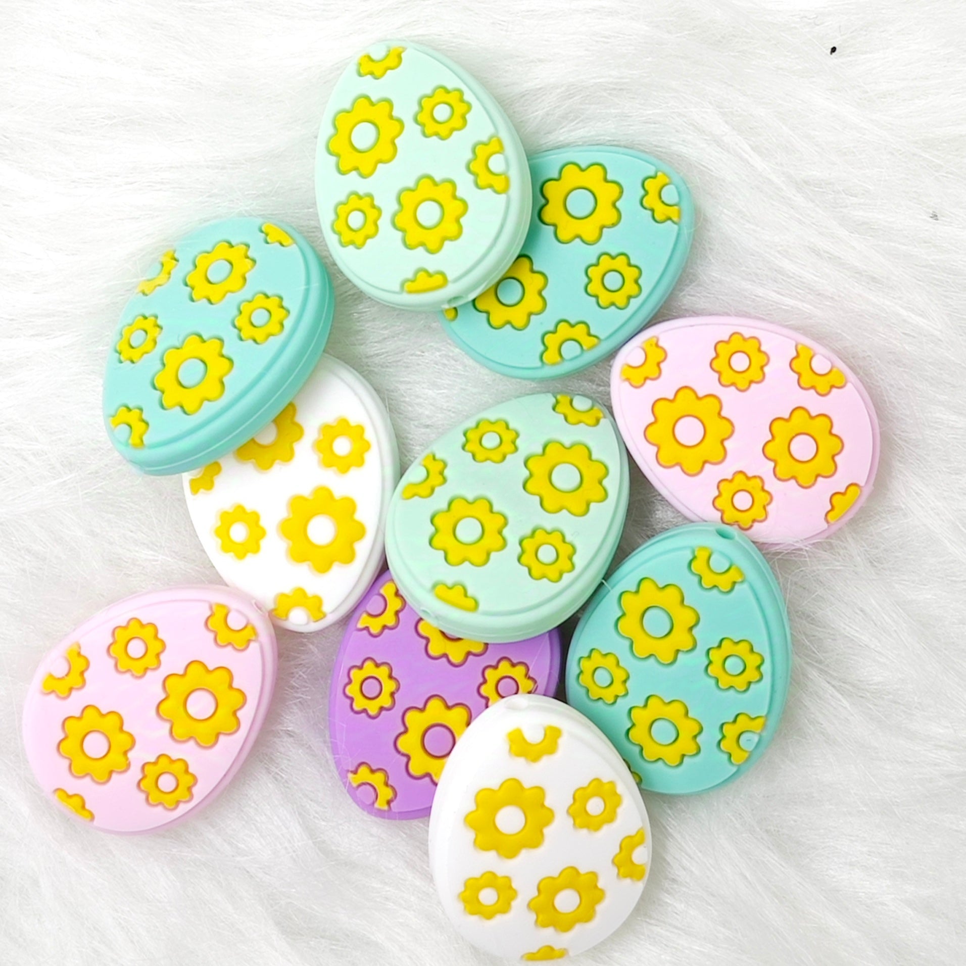 Colorful eggs silicone focal beads for Easter Day