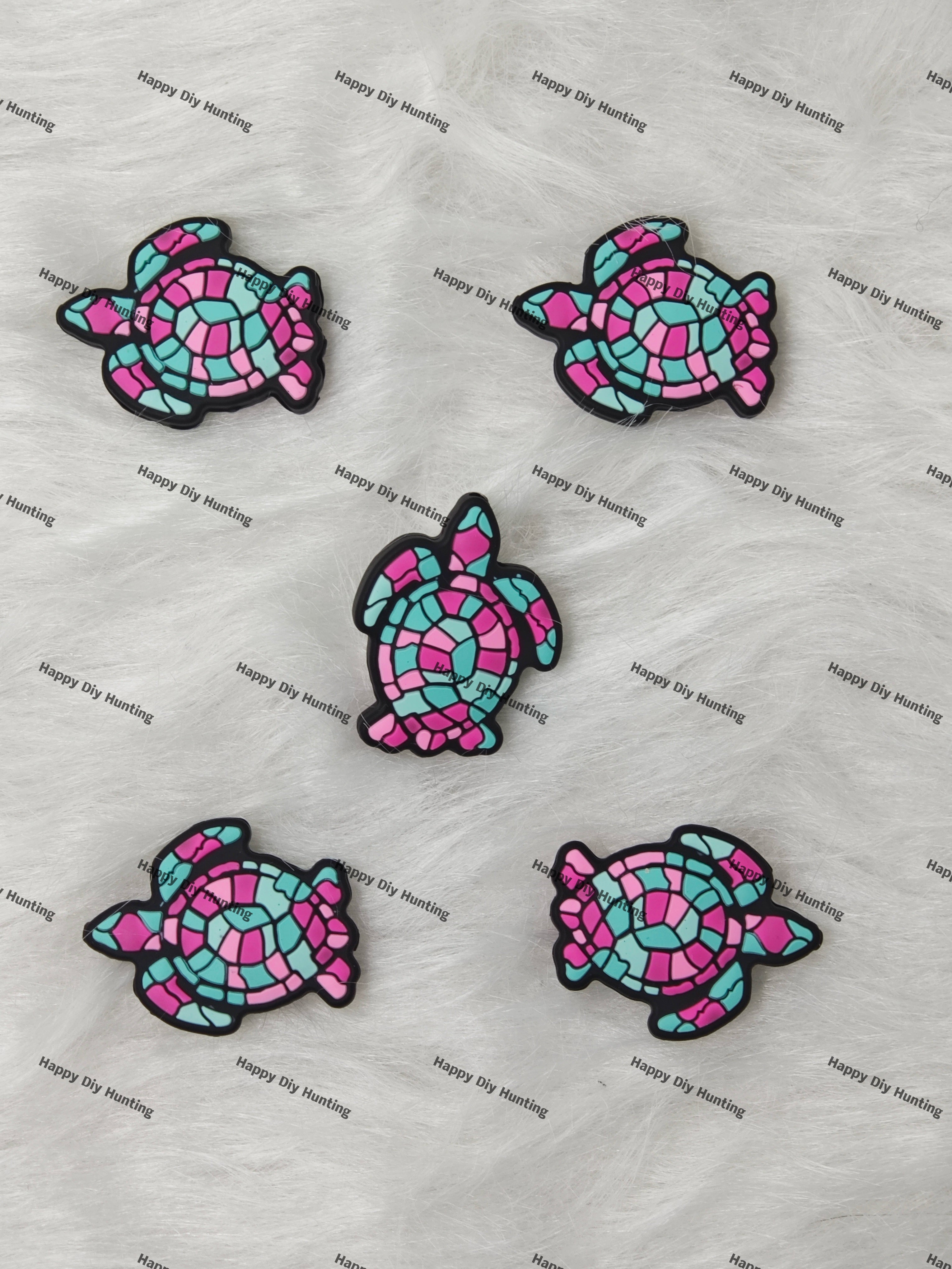 Colorful sea turtle silicone focal beads wholesale, silicone focal beads for pens