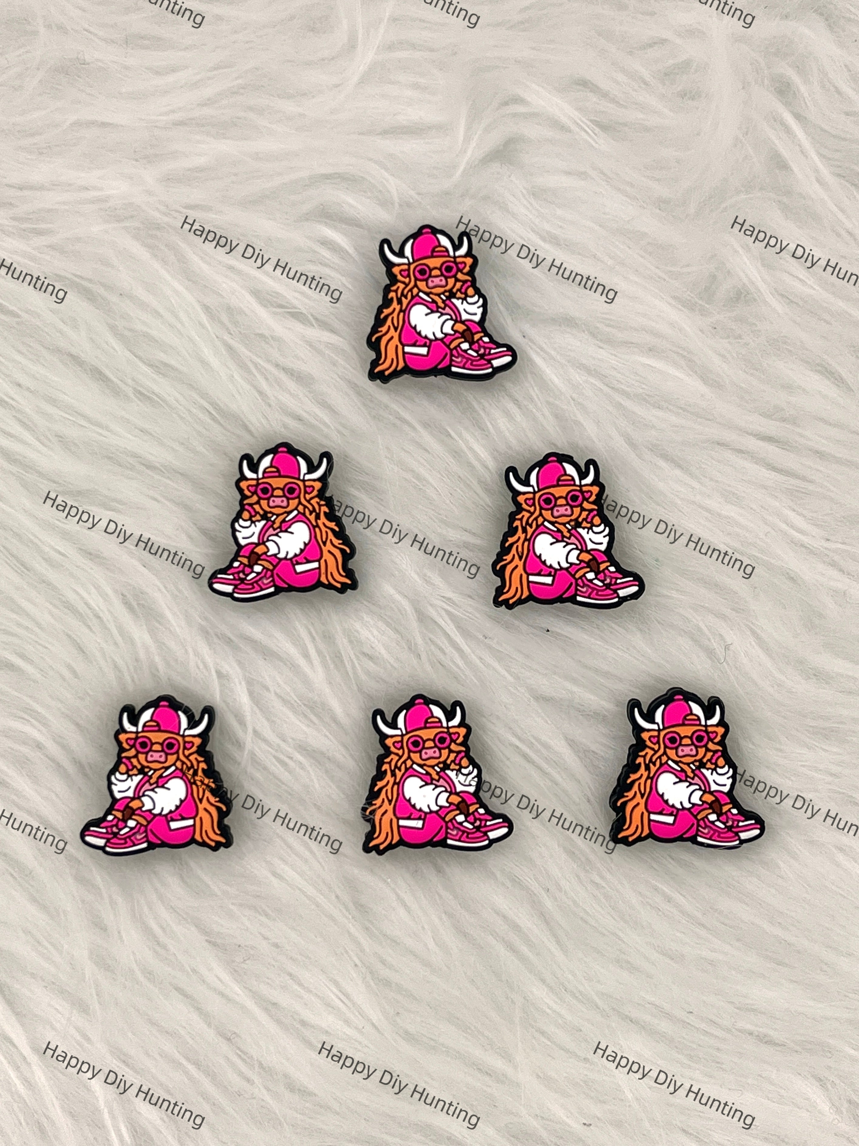 Cool Pink Cow Silicone Focal Beads Wholesale, silicone focal beads for pens