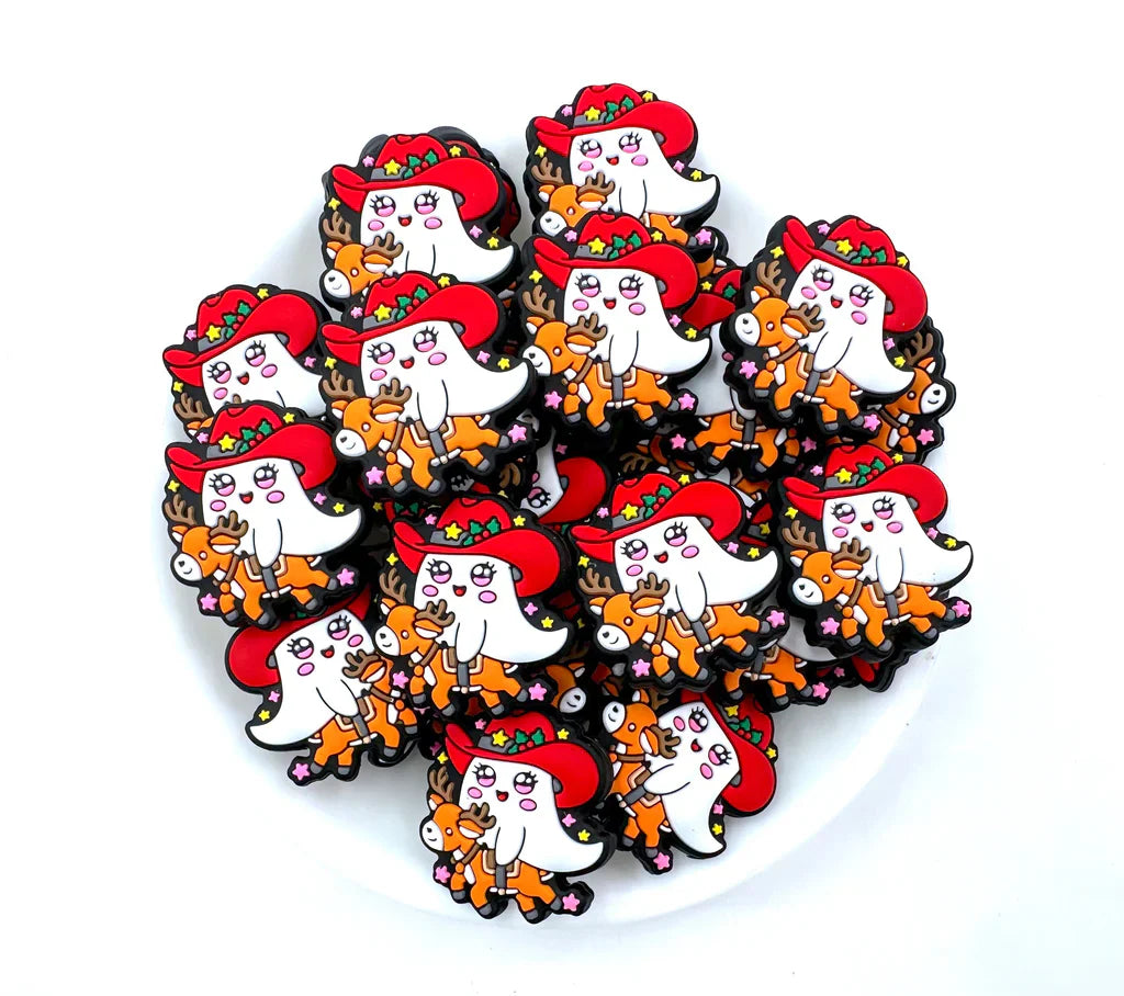 Cowboy Christmas Ghost Silicone Focal Beads , Christmas Focal Beads