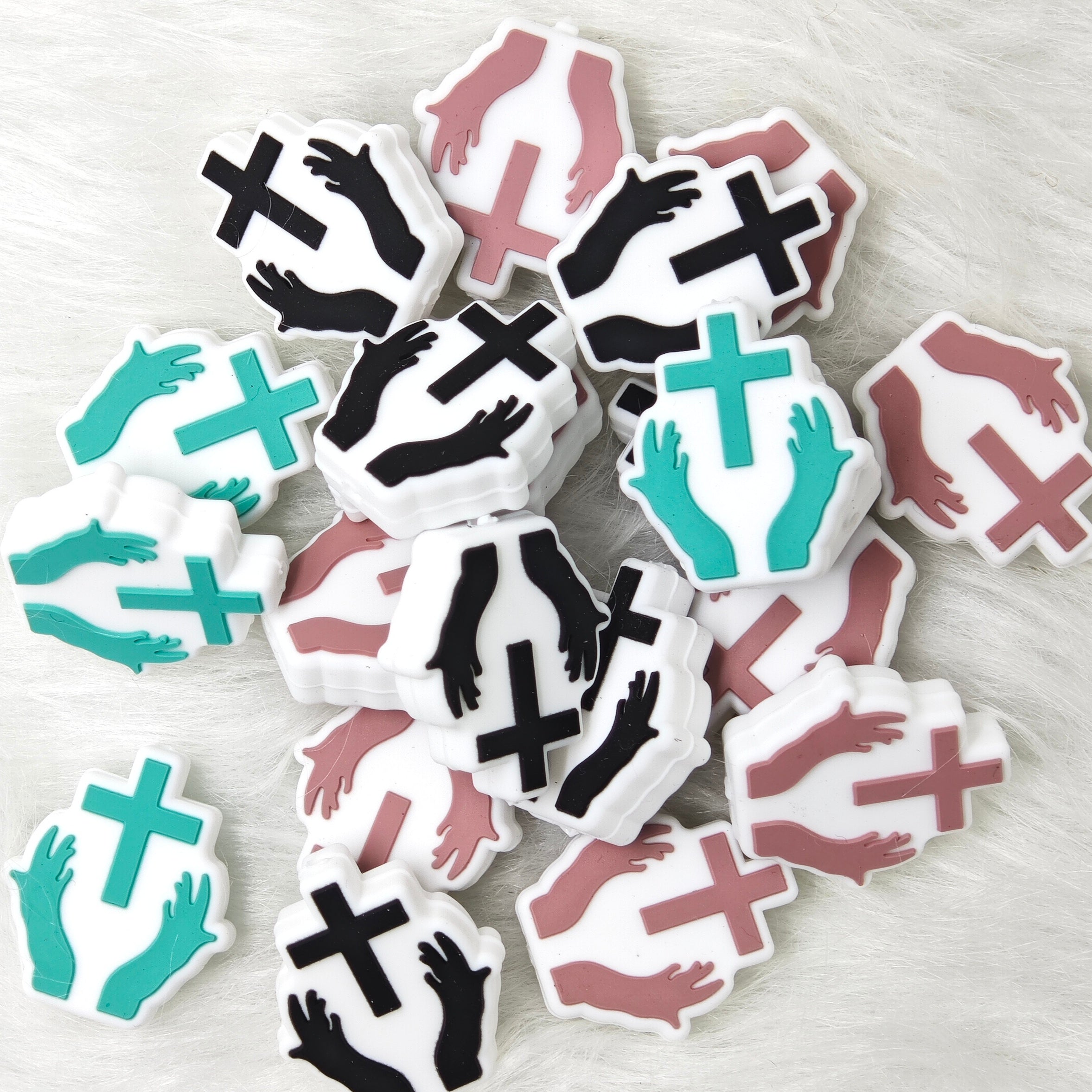 Wholesale Cross Silicone Focal Beads Pray Focal Beads DIY Beads Gift for Prayers