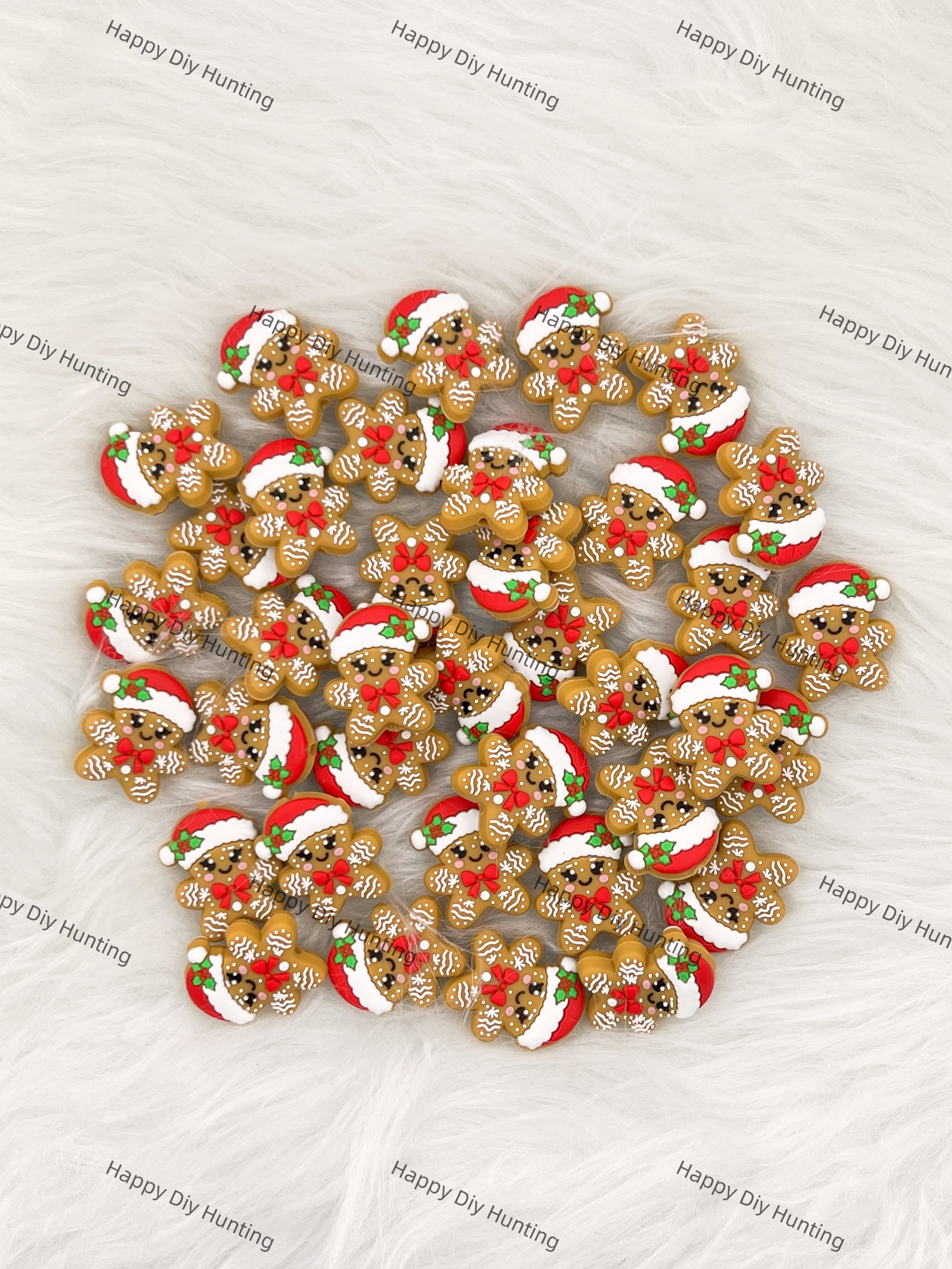 Cute Christmas Gingerbread Man Silicone Focal Beads Wholesale, silicone focal beads for pens