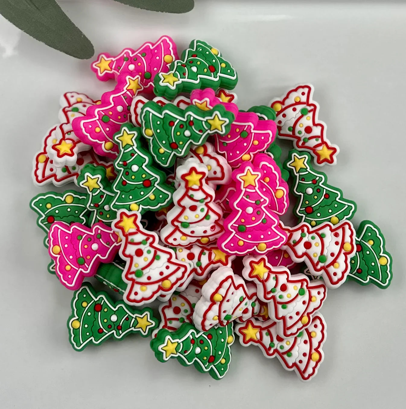 Cute Christmas Tree Silicone Focal Beads, Animal Shaped Focal Beads