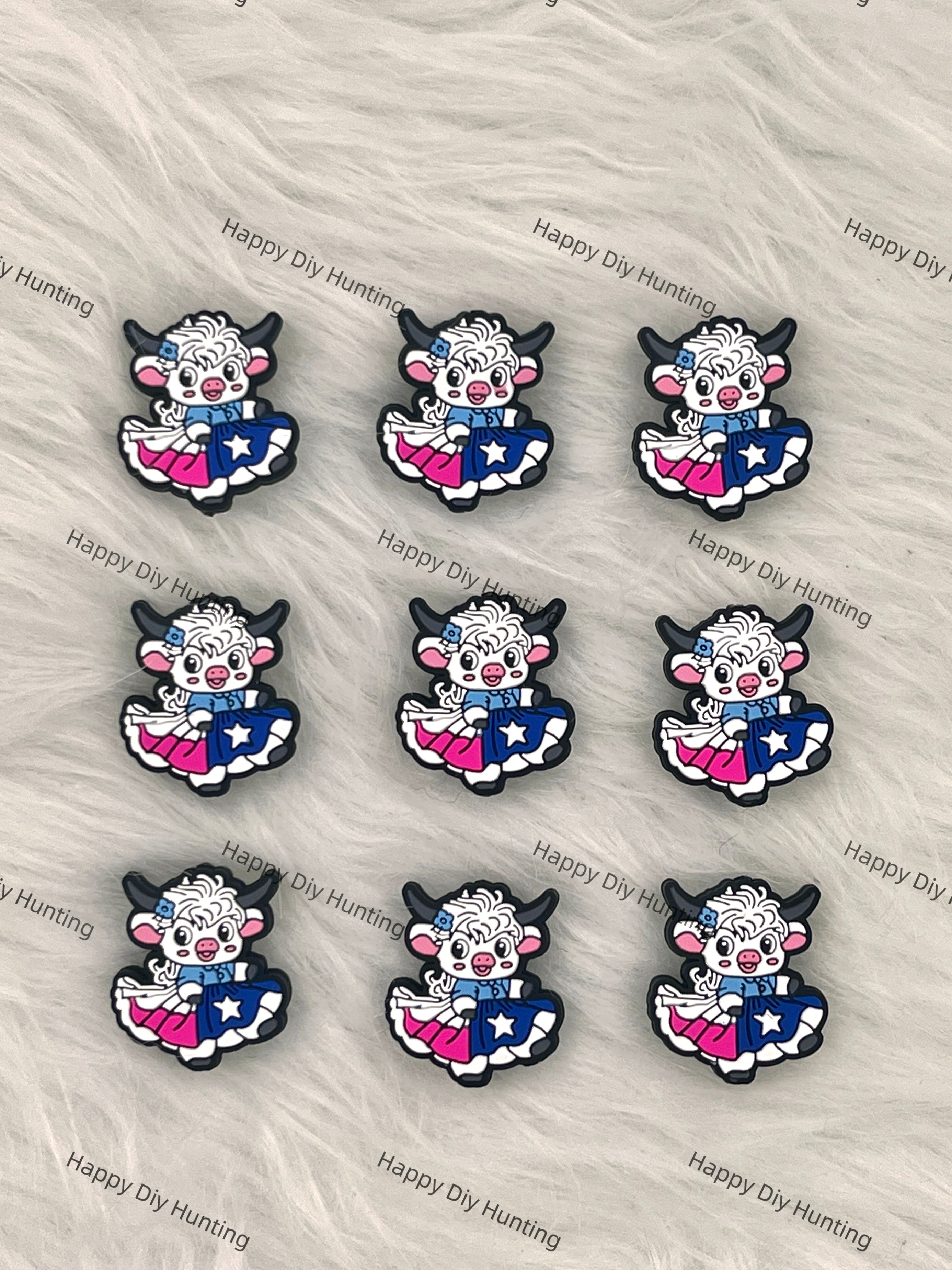 Cute Dancing Yak Silicone Focal Beads, Cow silicone focal beads for pens