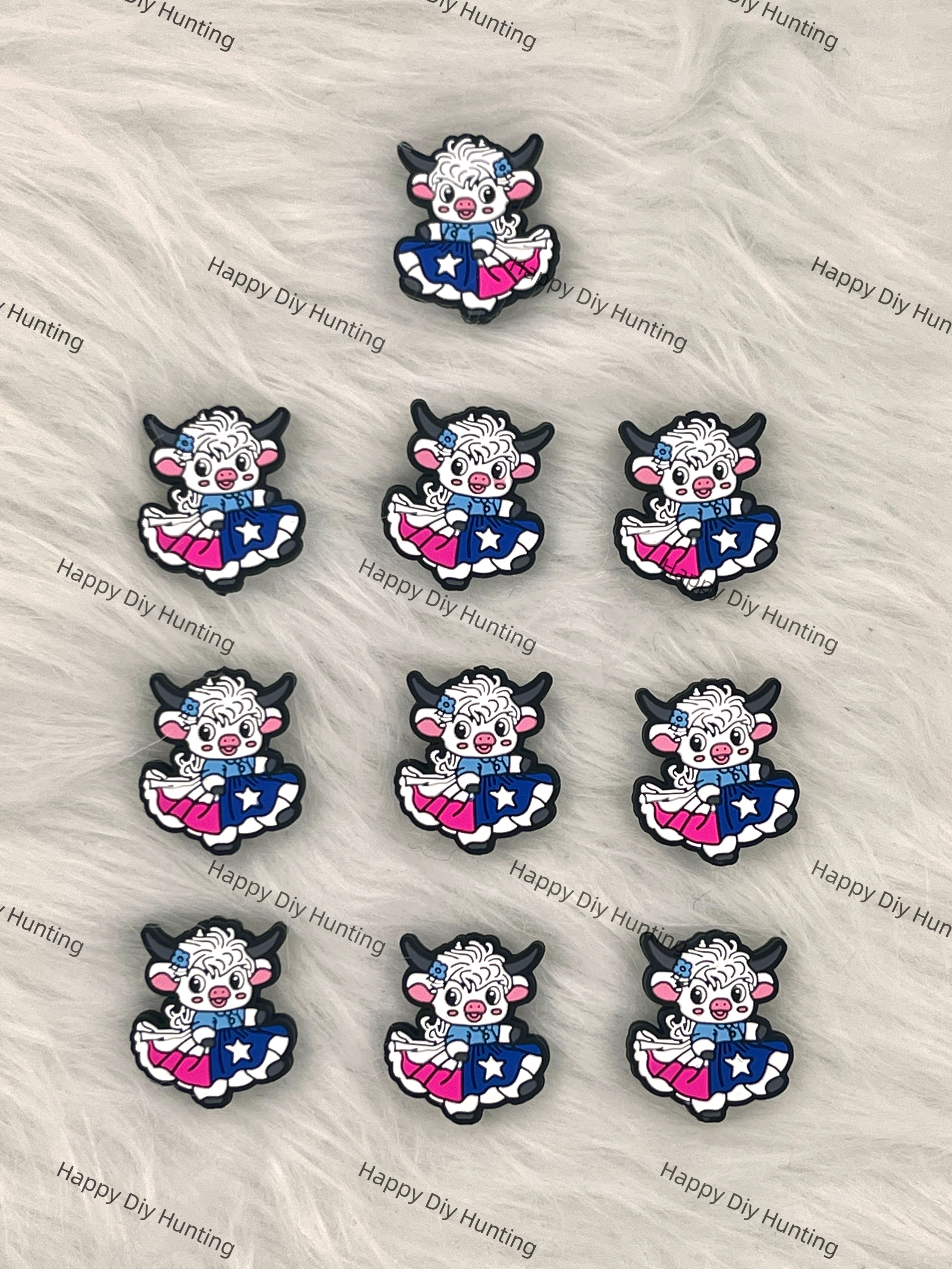 Cute Dancing Yak Silicone Focal Beads, Cow silicone focal beads for pens