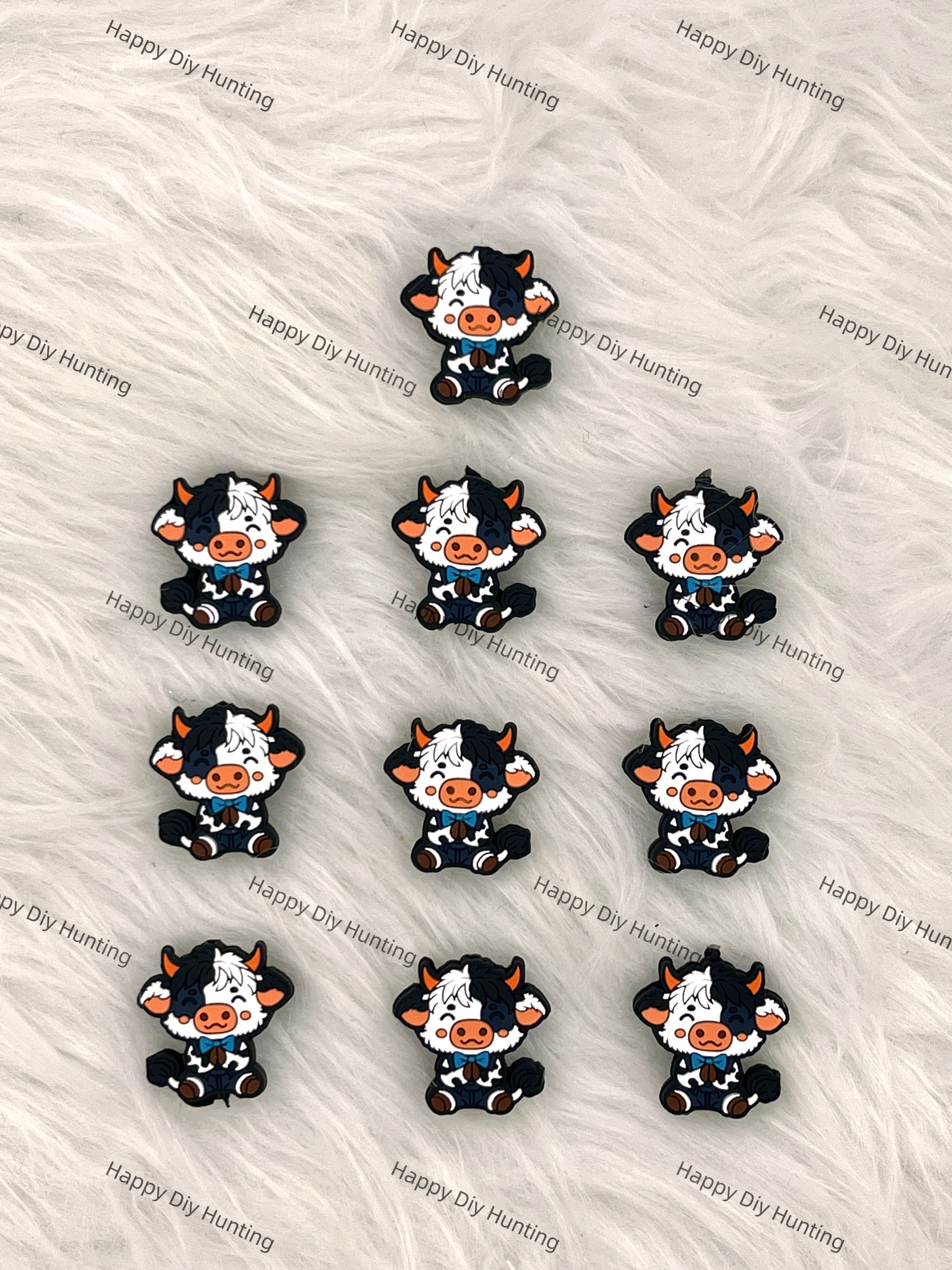 Cute Smiling Cow Silicone Focal Beads wholesale, Silicone focal beads for pens