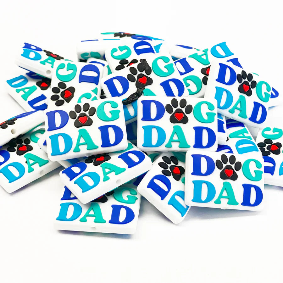 Dog Dad Decoration Beads Paw Print Silicone Focal Beads for DIY Dog Lover Gifts