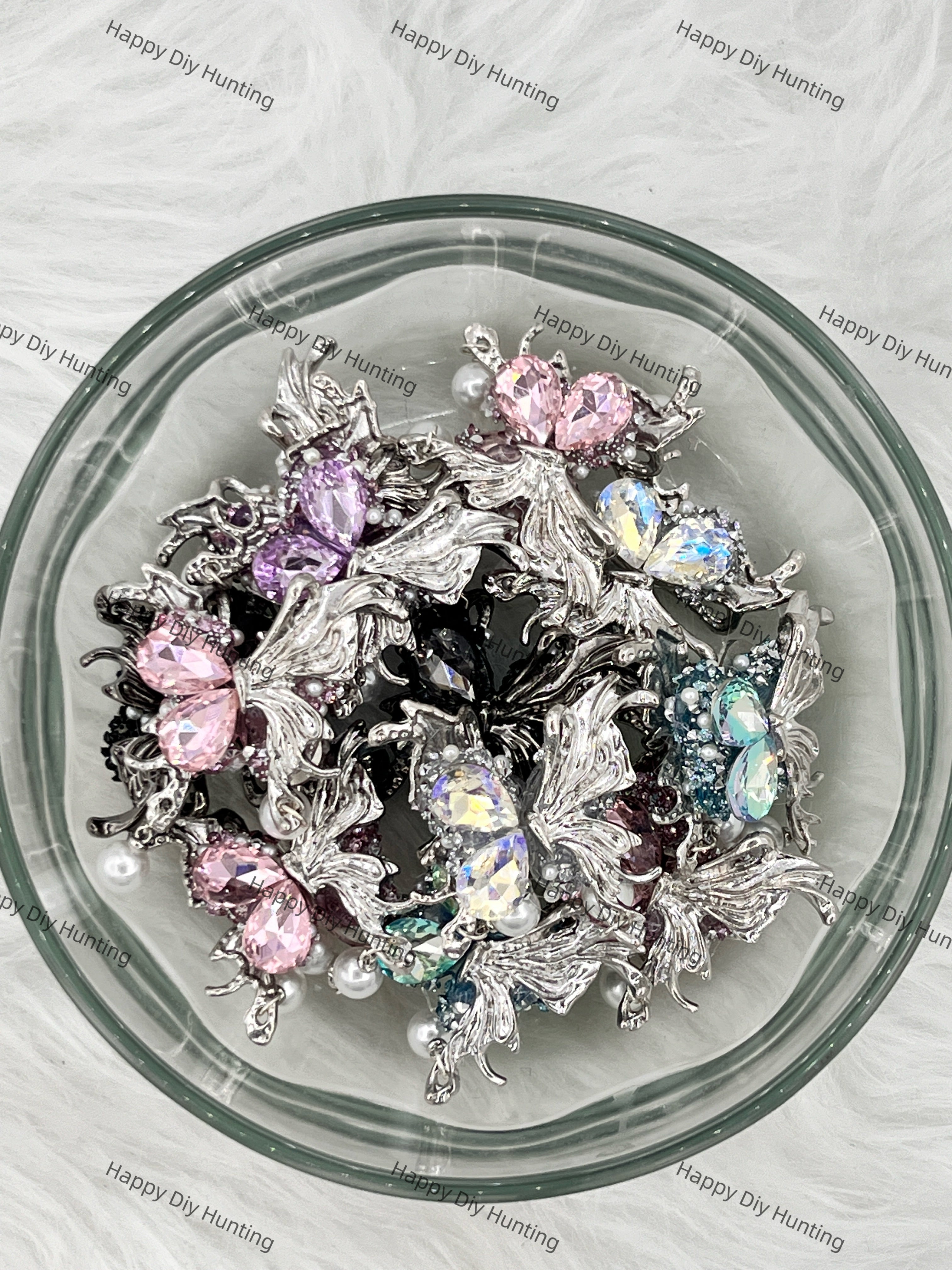 Fancy Butterfly Rhinestone Beads with Pearl, Butterfly beads with rhinestones