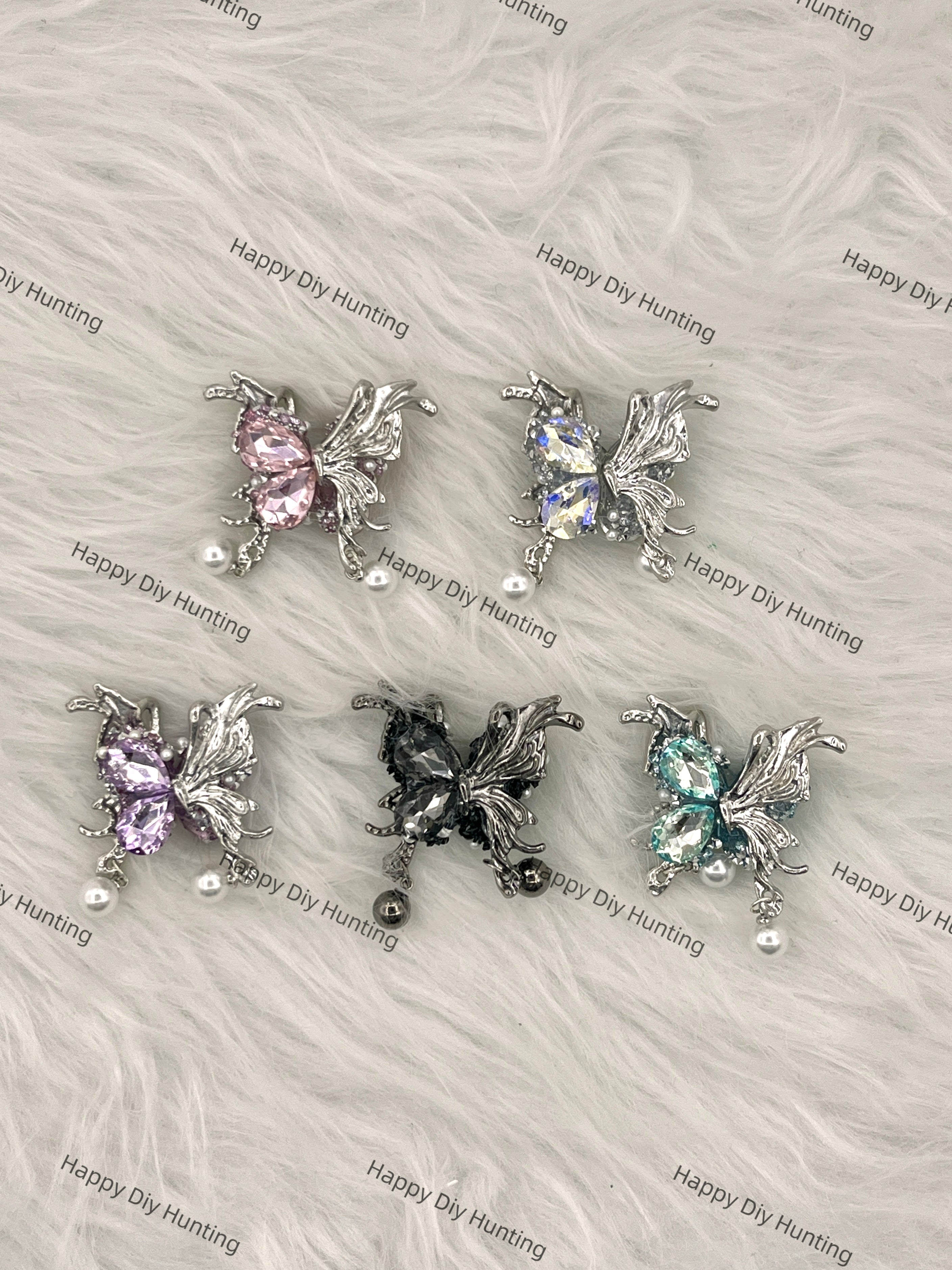 Fancy Butterfly Rhinestone Beads with Pearl, Butterfly beads with rhinestones