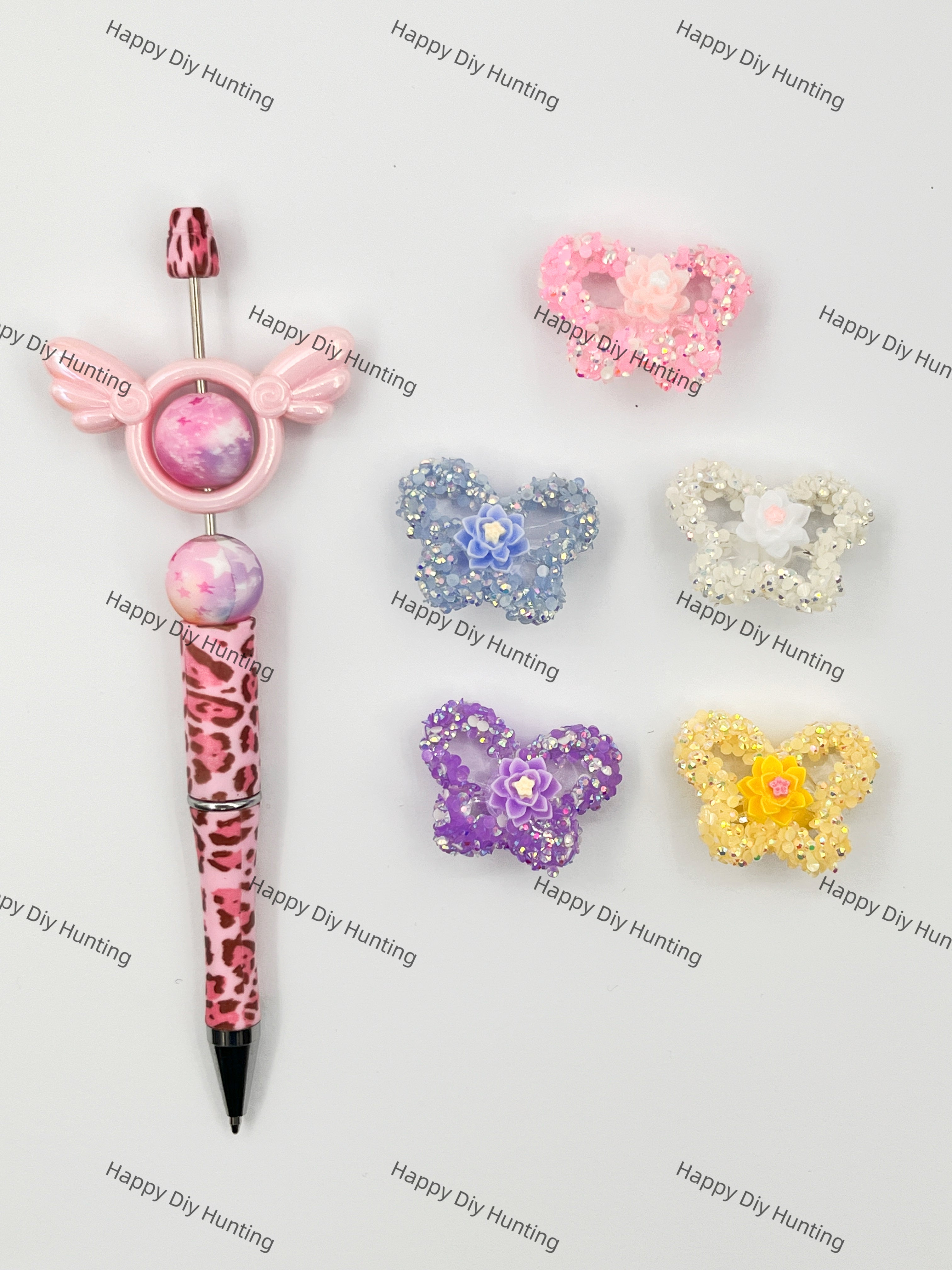 Fancy Butterfly Acrylic Beads with Sequins