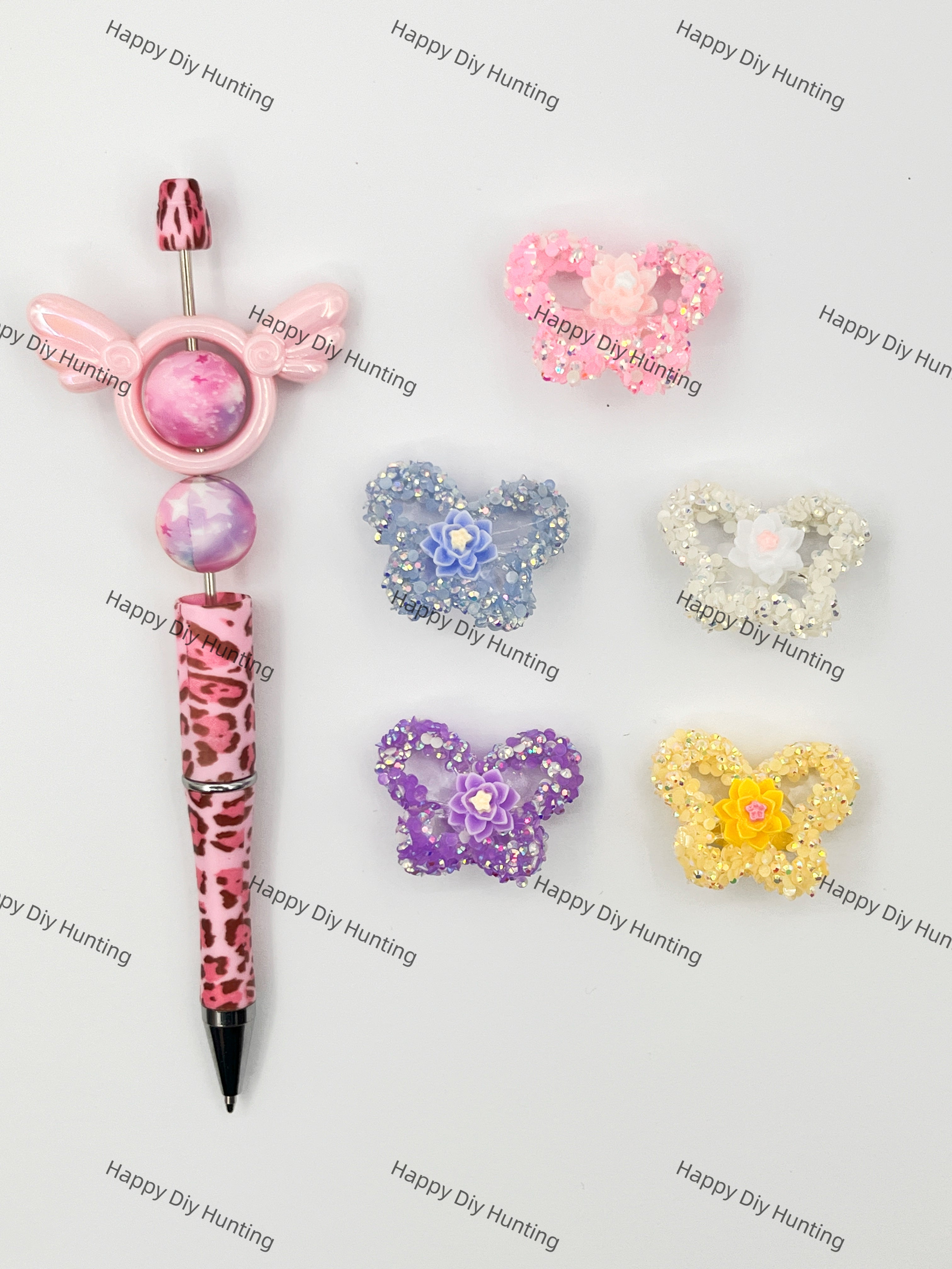 Fancy Butterfly Acrylic Beads with Sequins