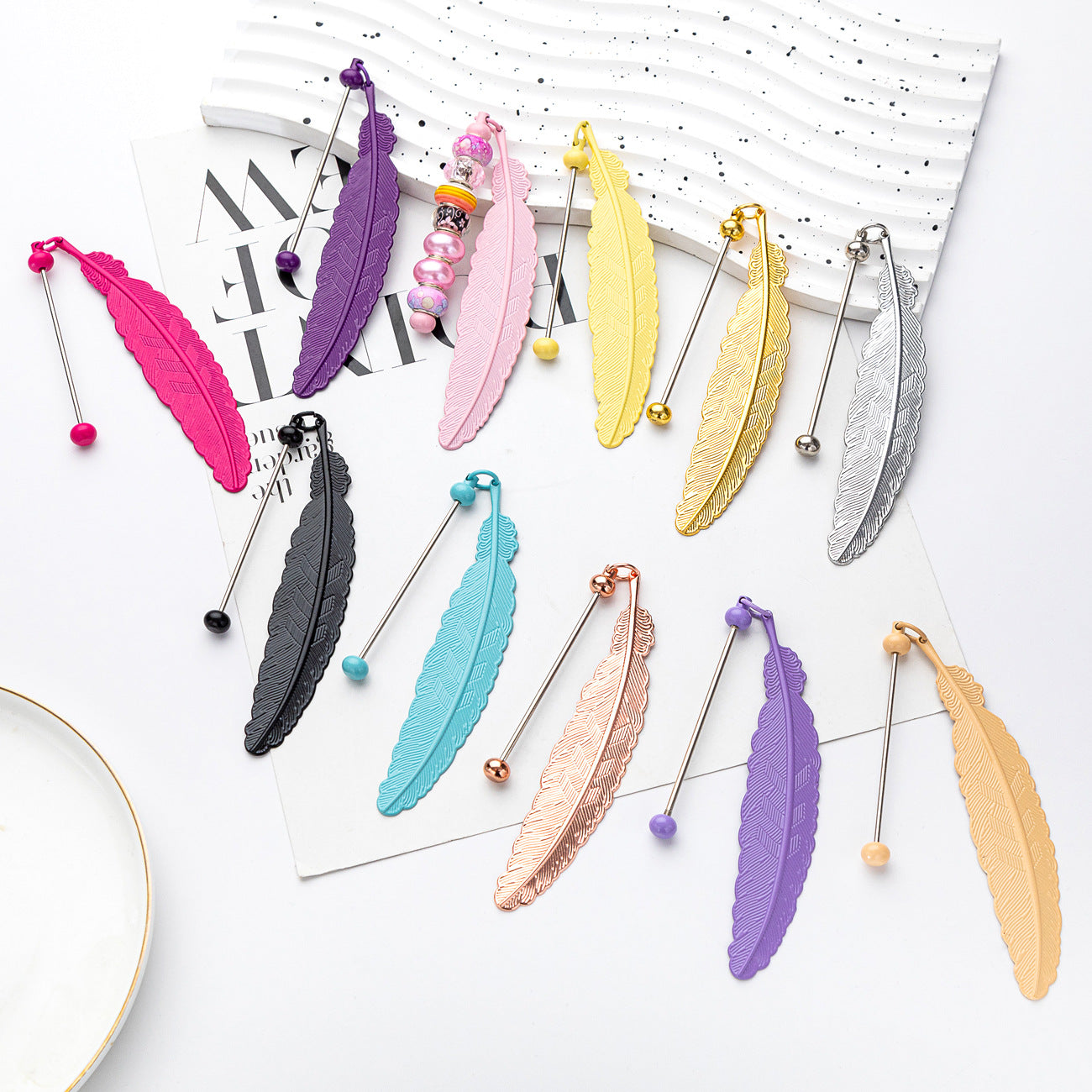 Feather Shape Beadable Bookmark