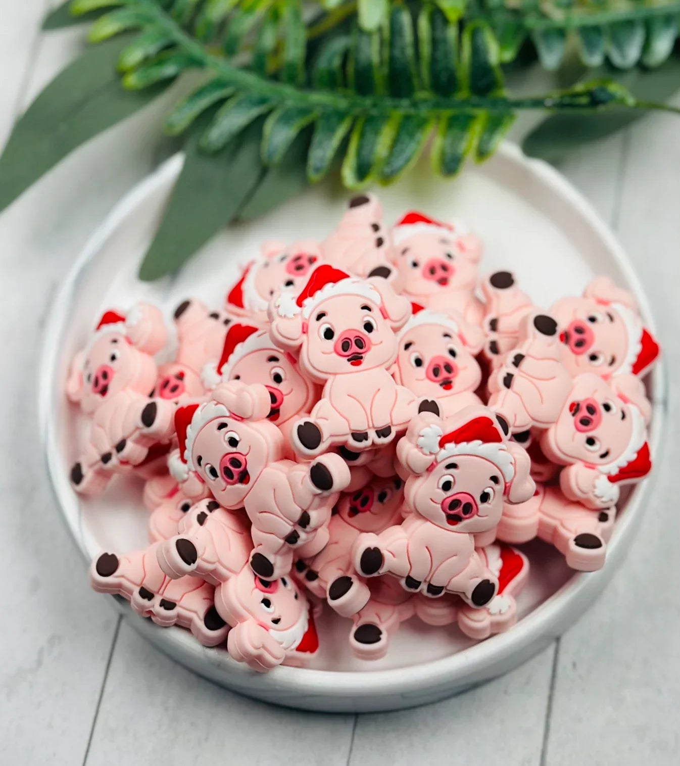 Christmas Pig Silicone Focal Beads, Animal Shaped Focal  Beads