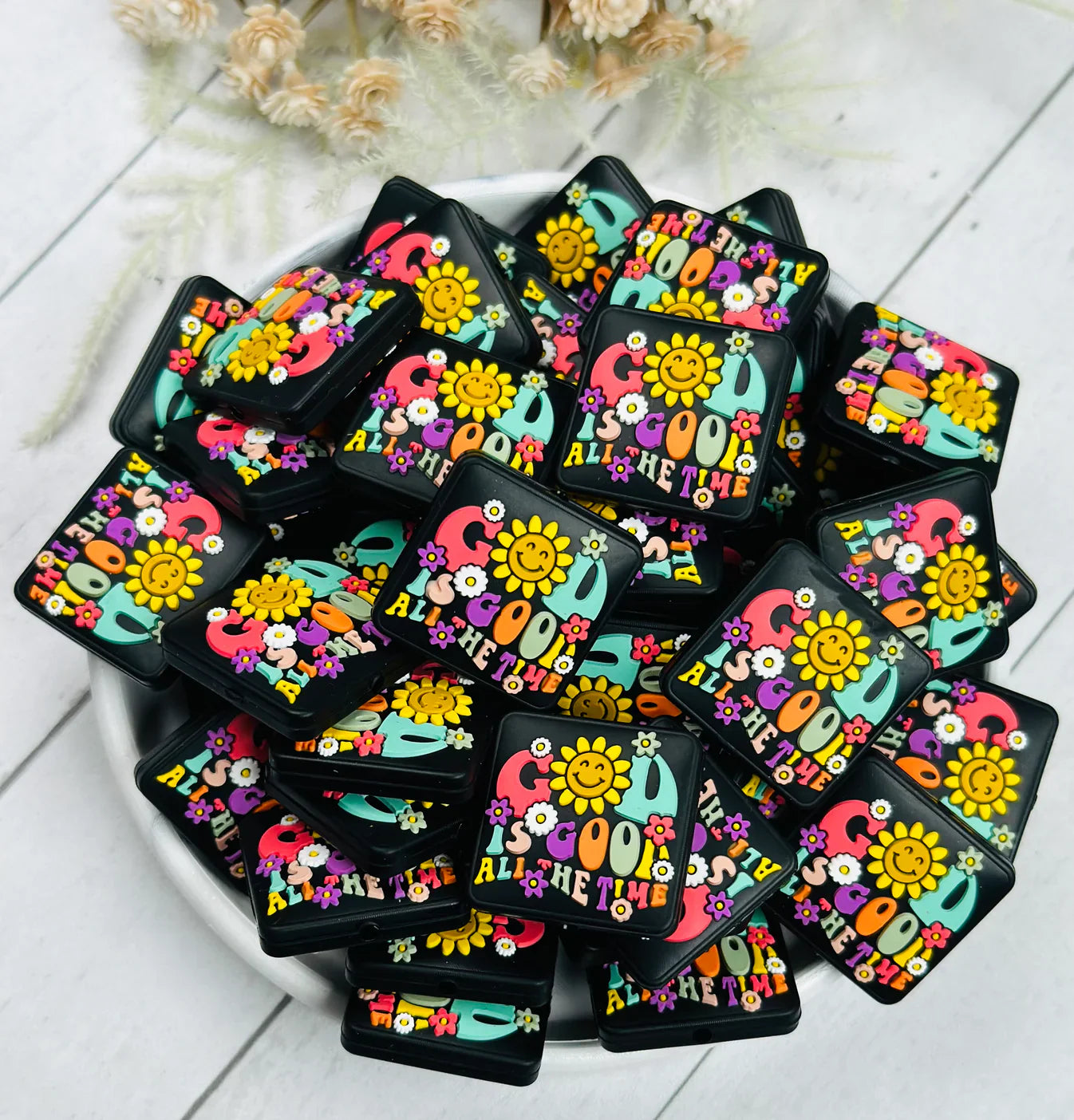 Faithful Saying Silicone Focal Beads God is Good All the Time Focal Beads DIY Beads for Prayer