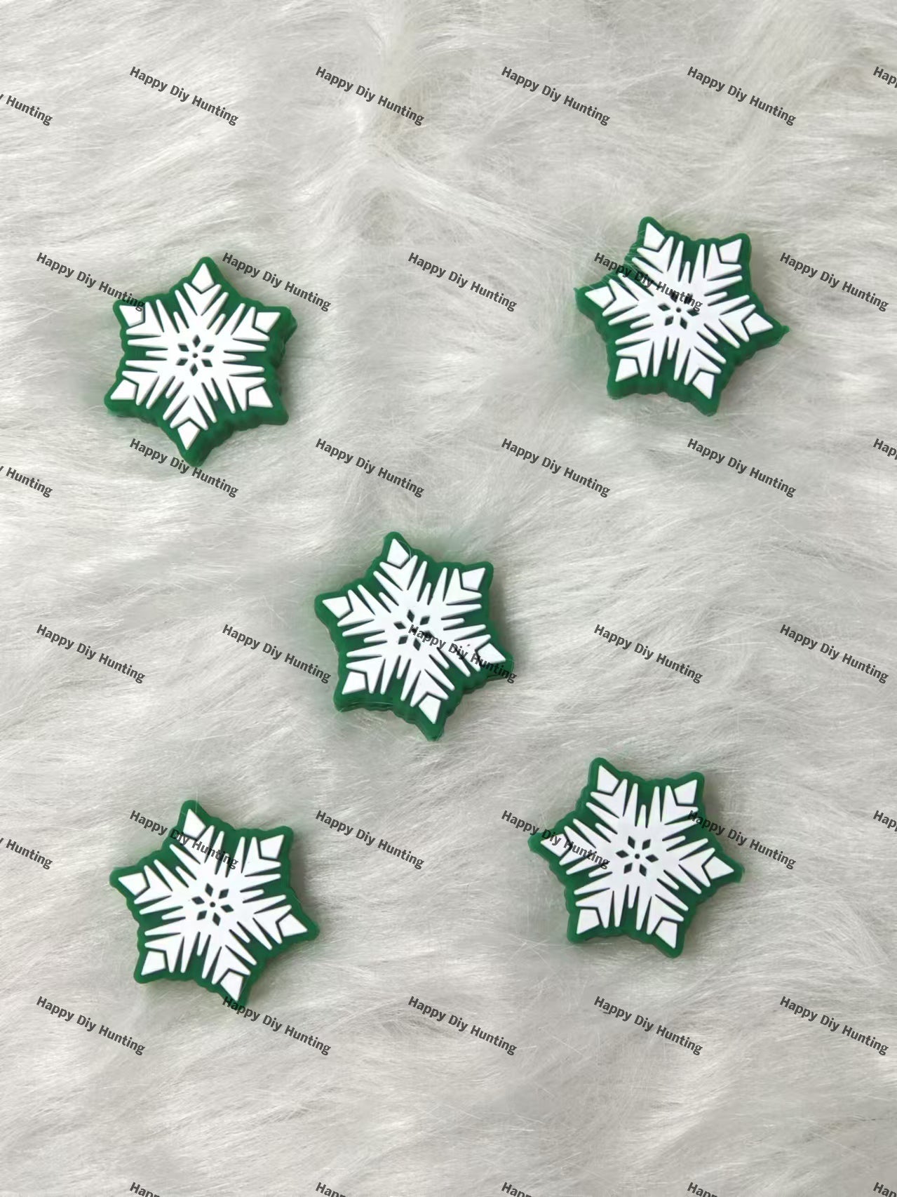 Green Christmas Snowflake Silicone Focal Beads, Christmas Focal Beads