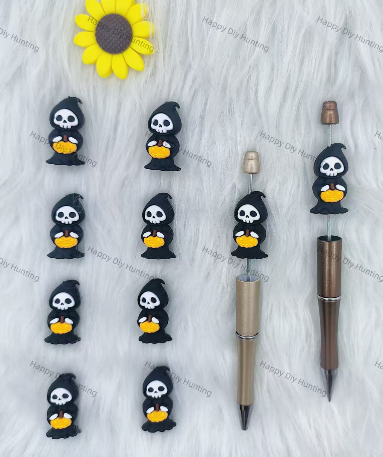 3D Grim Reaper holding a pumpkin Silicone Focal Beads Wholesale, silicone focal beads for pens,Halloween Focal Beads