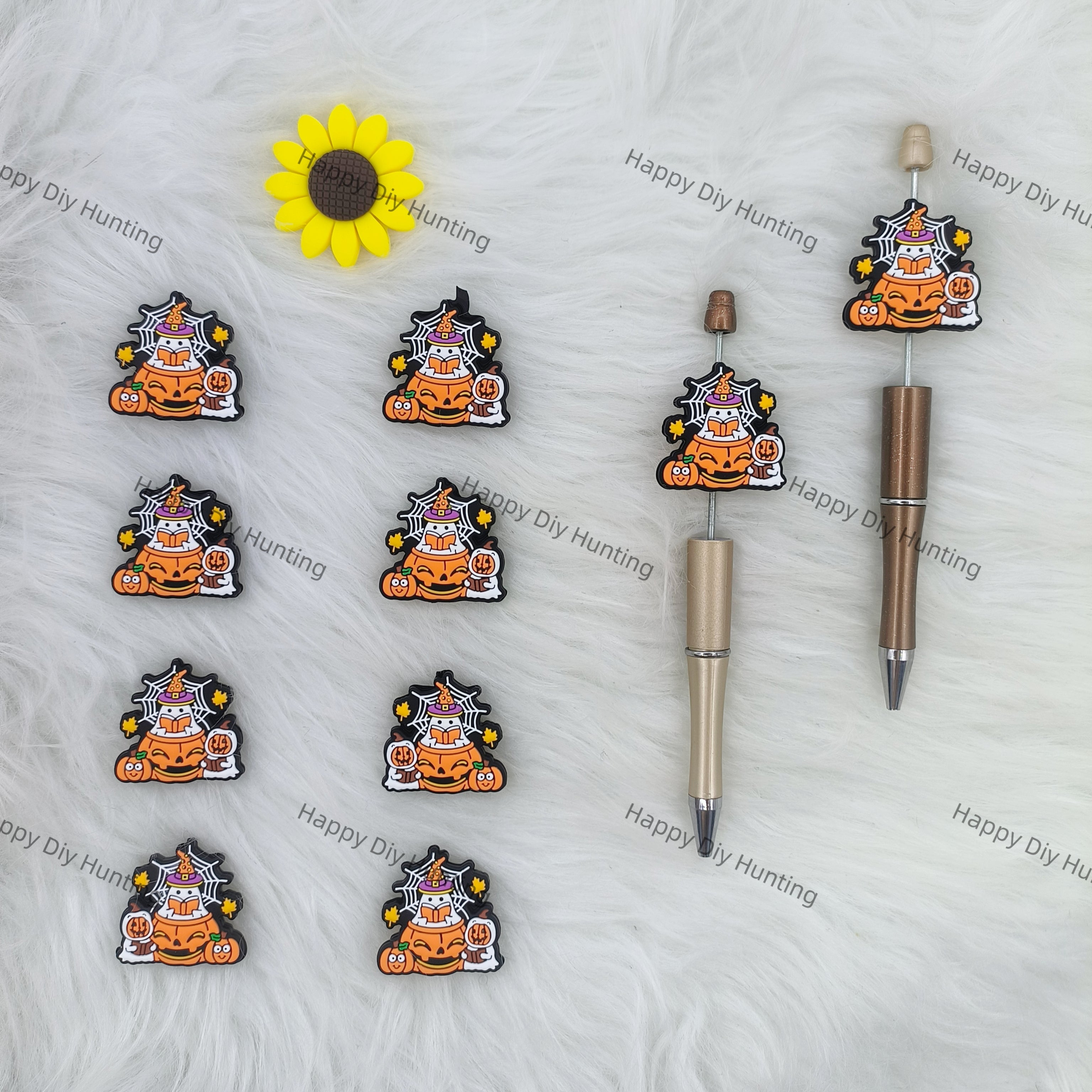 Halloween pumpkin, silicone focal beads for pens