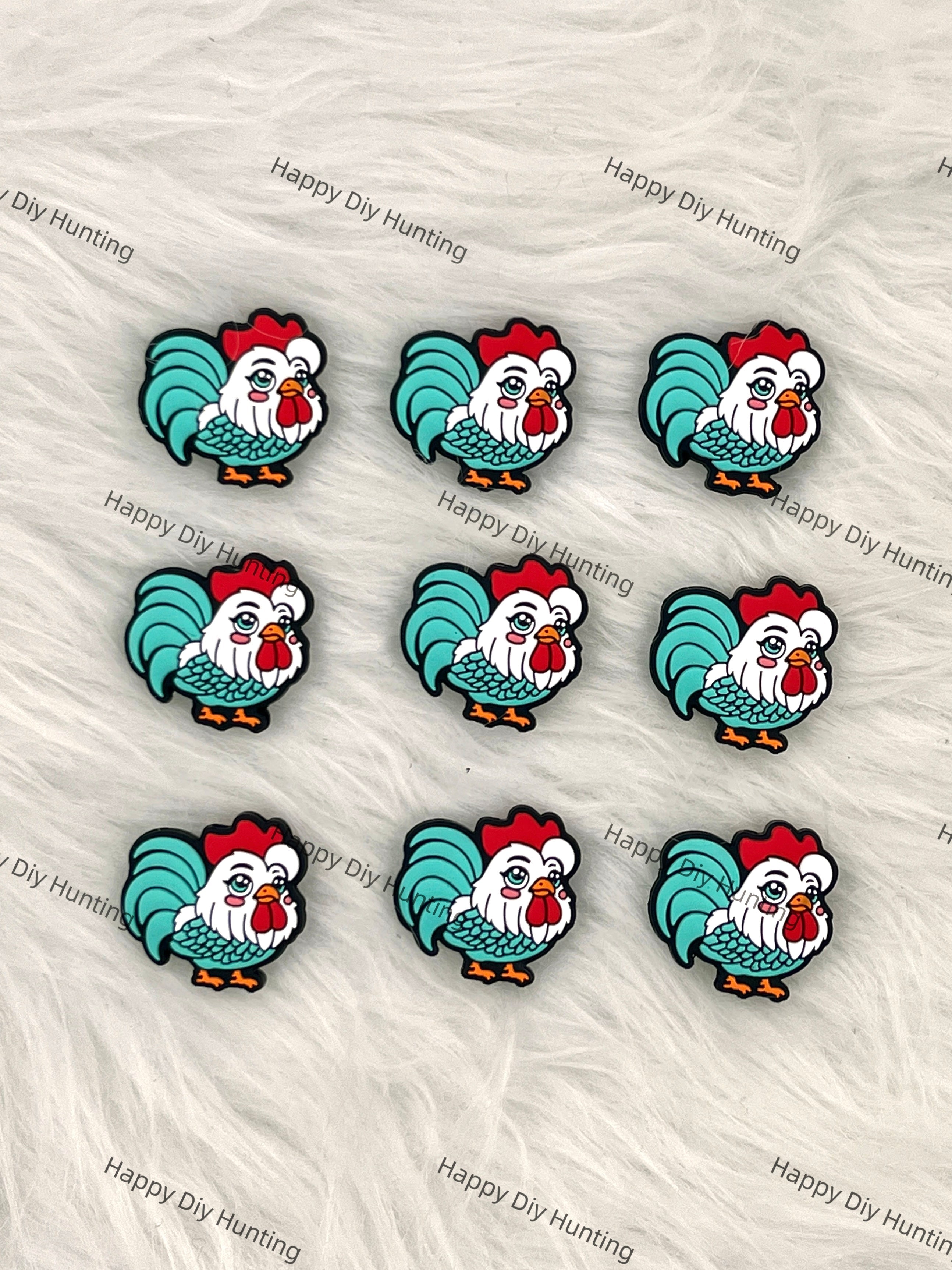 Handsome Rooster Silicone Focal Beads wholesale, Chicken silicone focal beads for pens