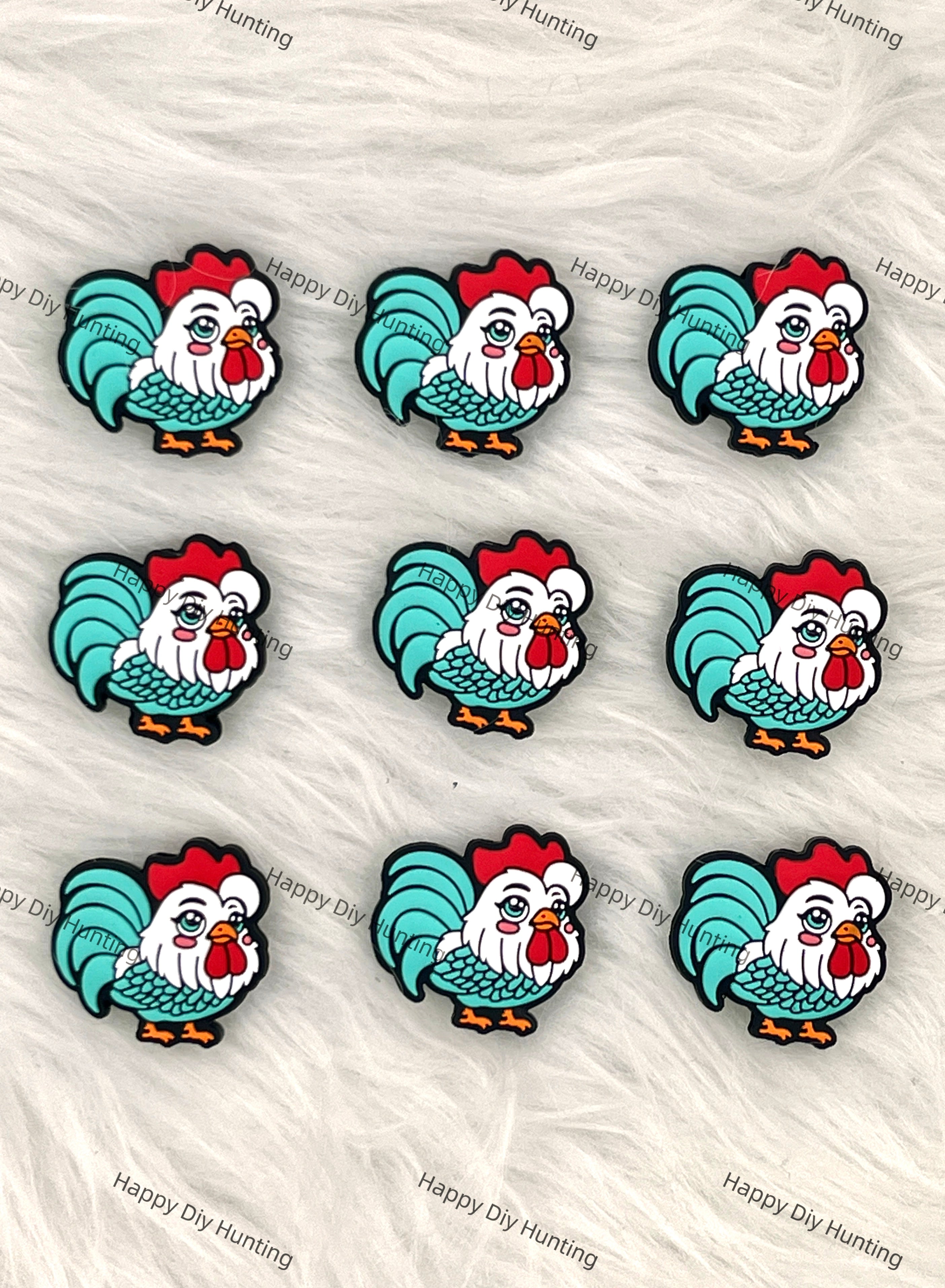Handsome Rooster Silicone Focal Beads wholesale, Chicken silicone focal beads for pens